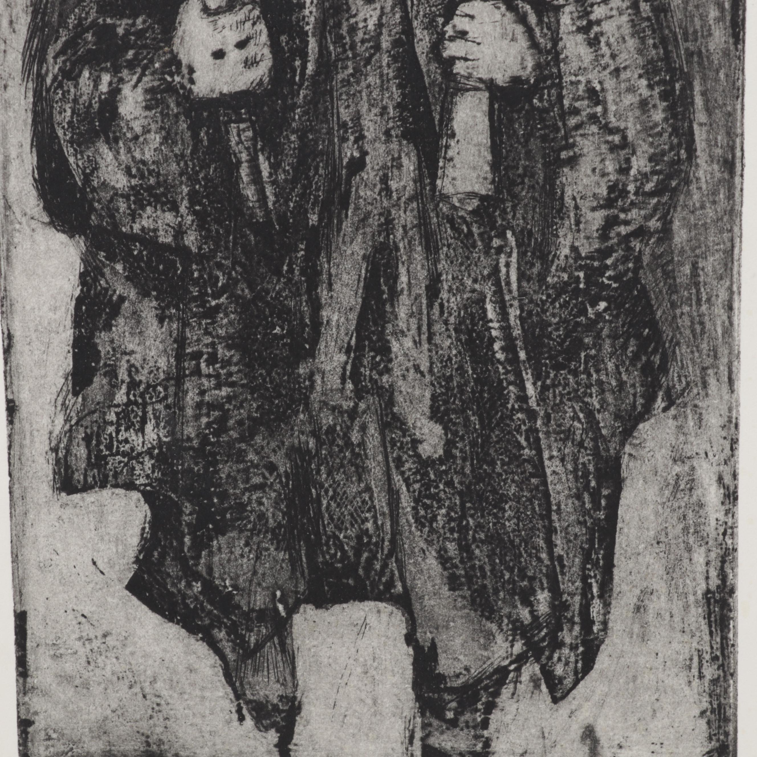 Sidney Chafetz Etching with Aquatint "Commencement," 1963