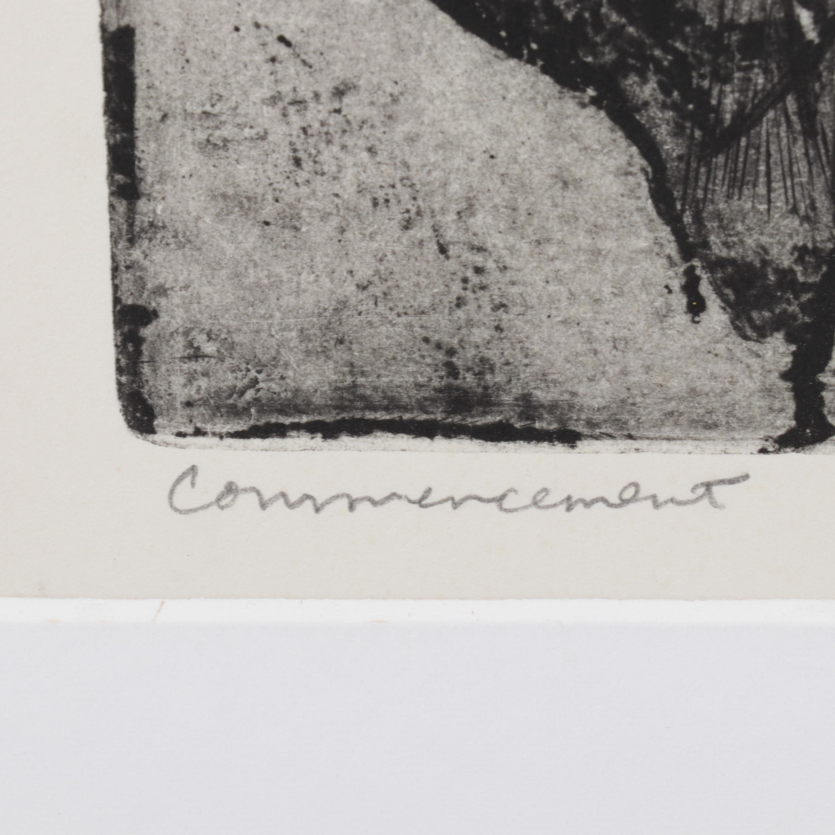 Sidney Chafetz Etching with Aquatint "Commencement," 1963