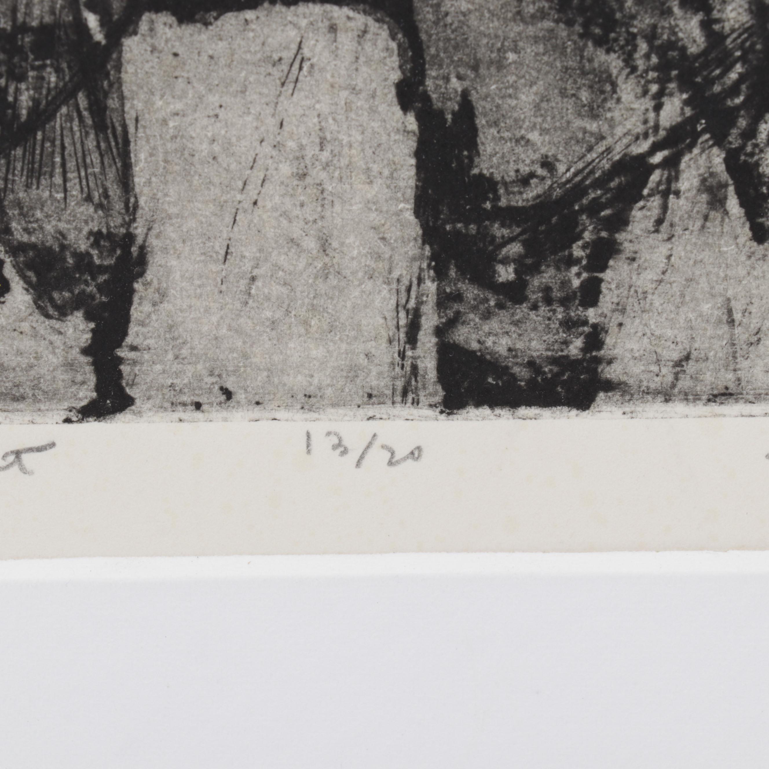 Sidney Chafetz Etching with Aquatint "Commencement," 1963