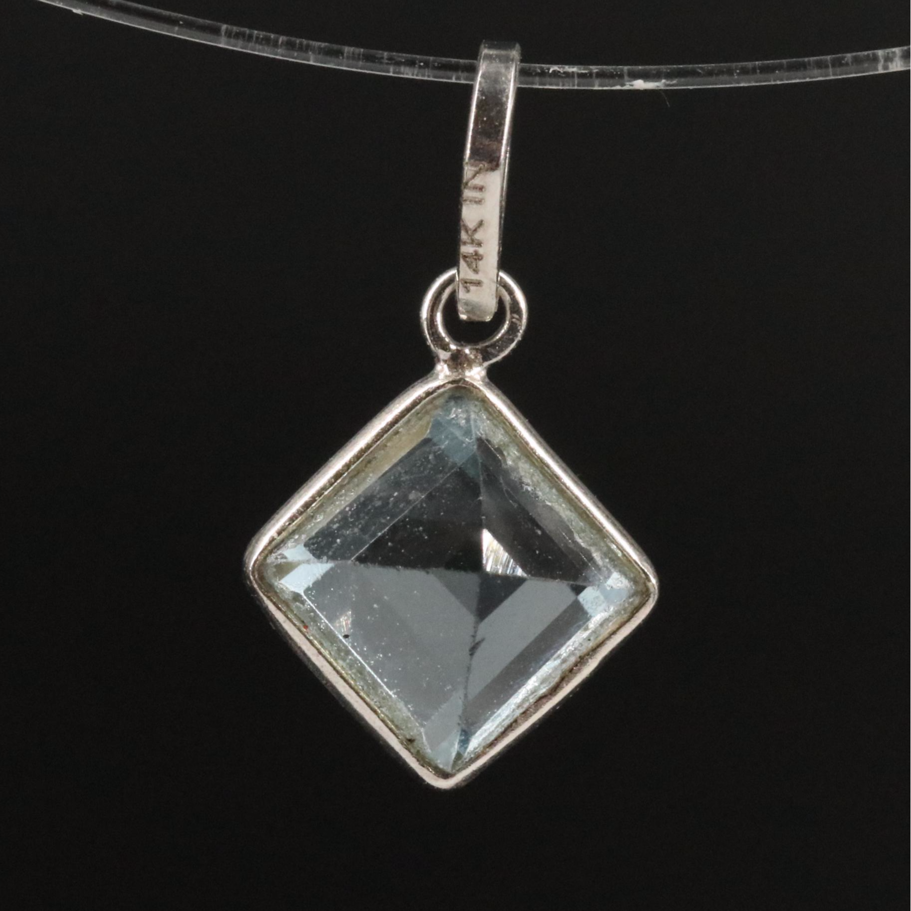 14K Blue Topaz Pendant