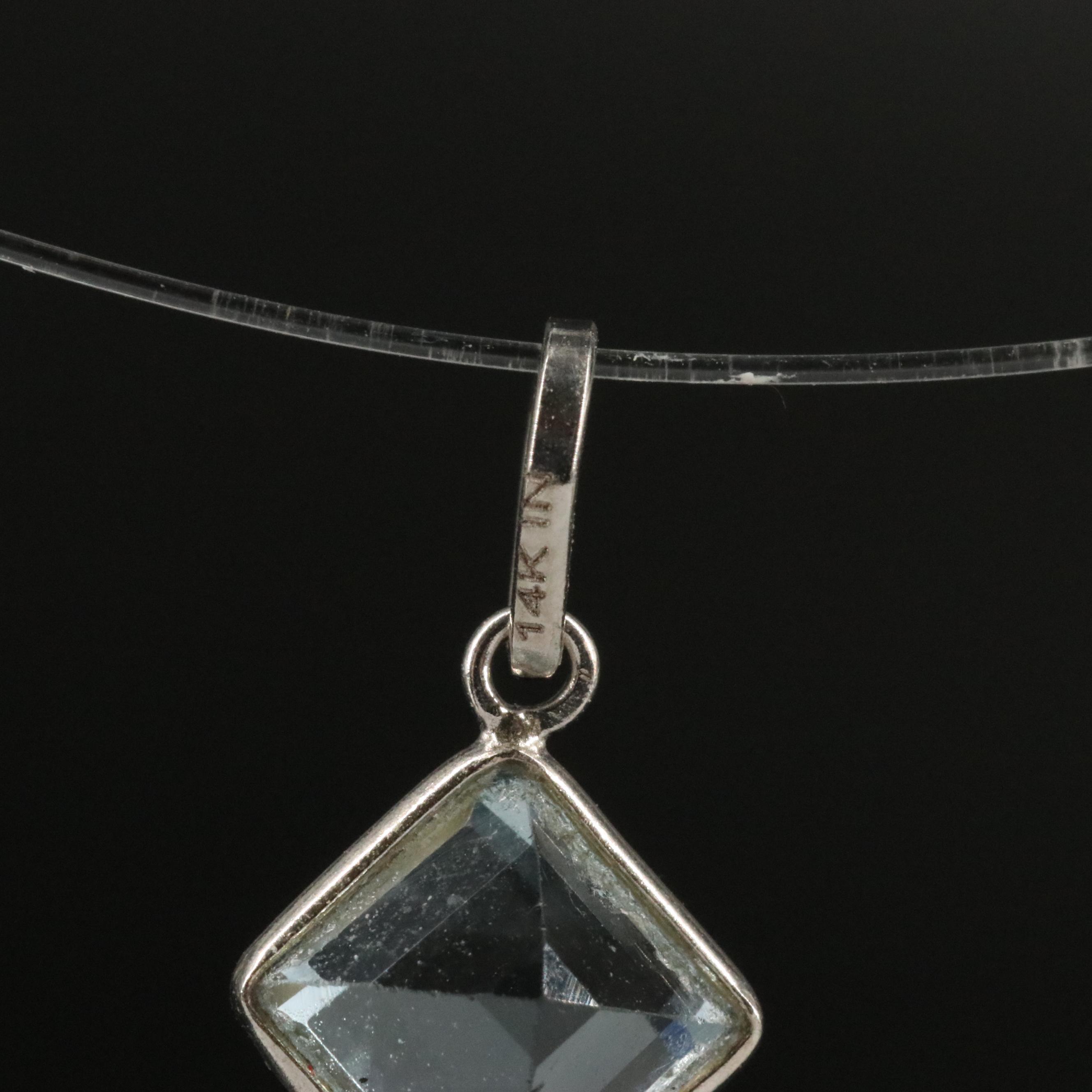 14K Blue Topaz Pendant