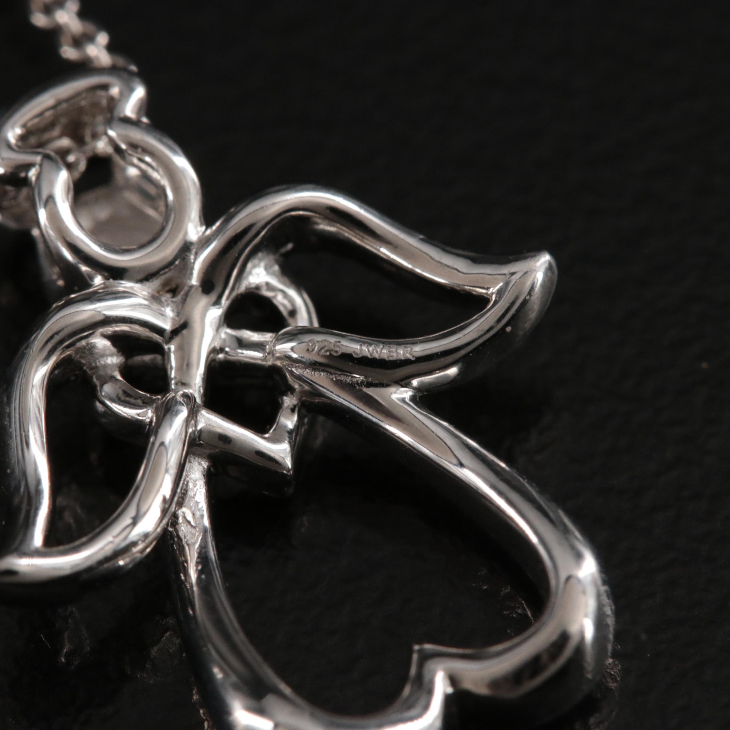 Sterling Diamond Angel Pendant Necklace