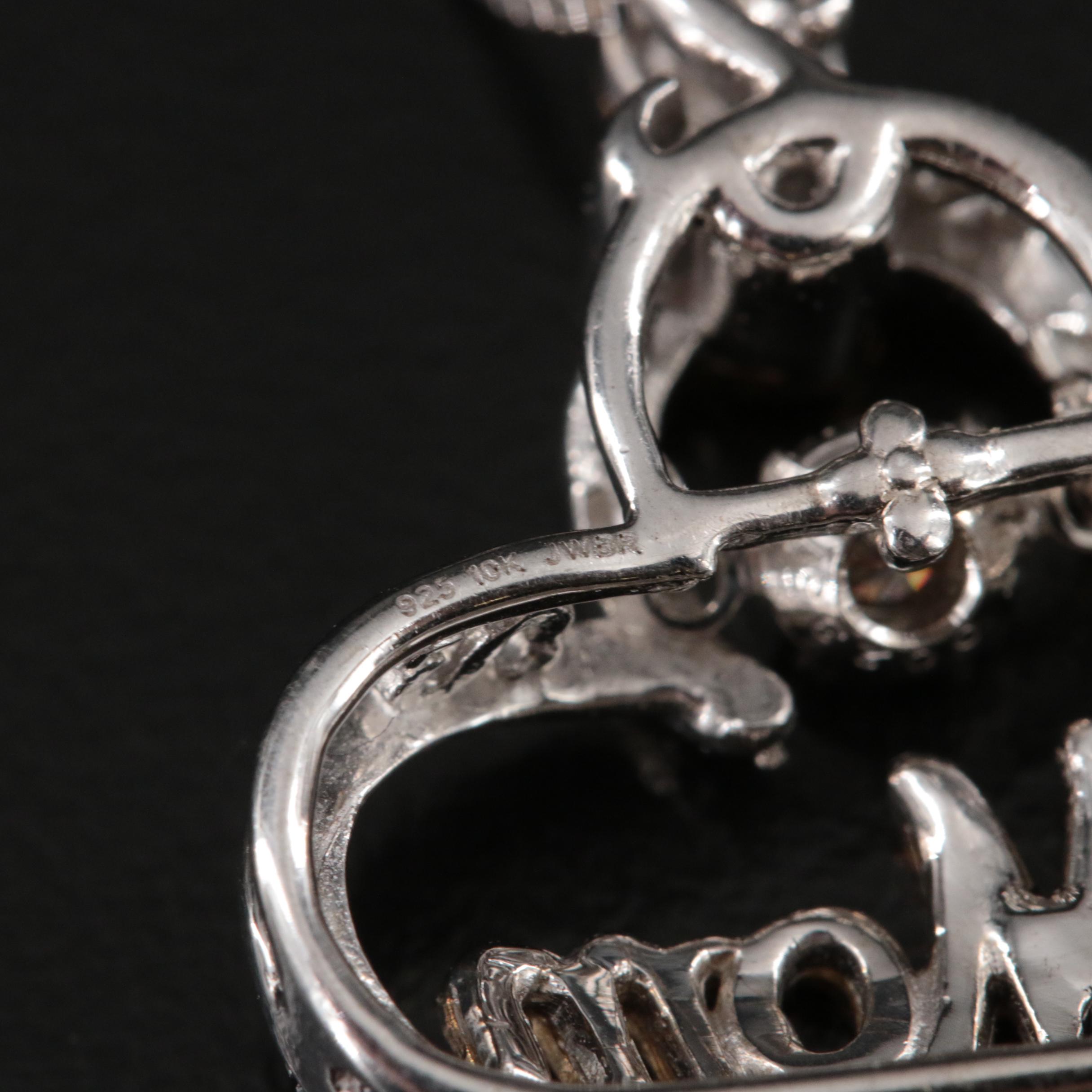 Sterling Diamond Mom Heart En Tremblant Pendant Necklace with 10K Accents