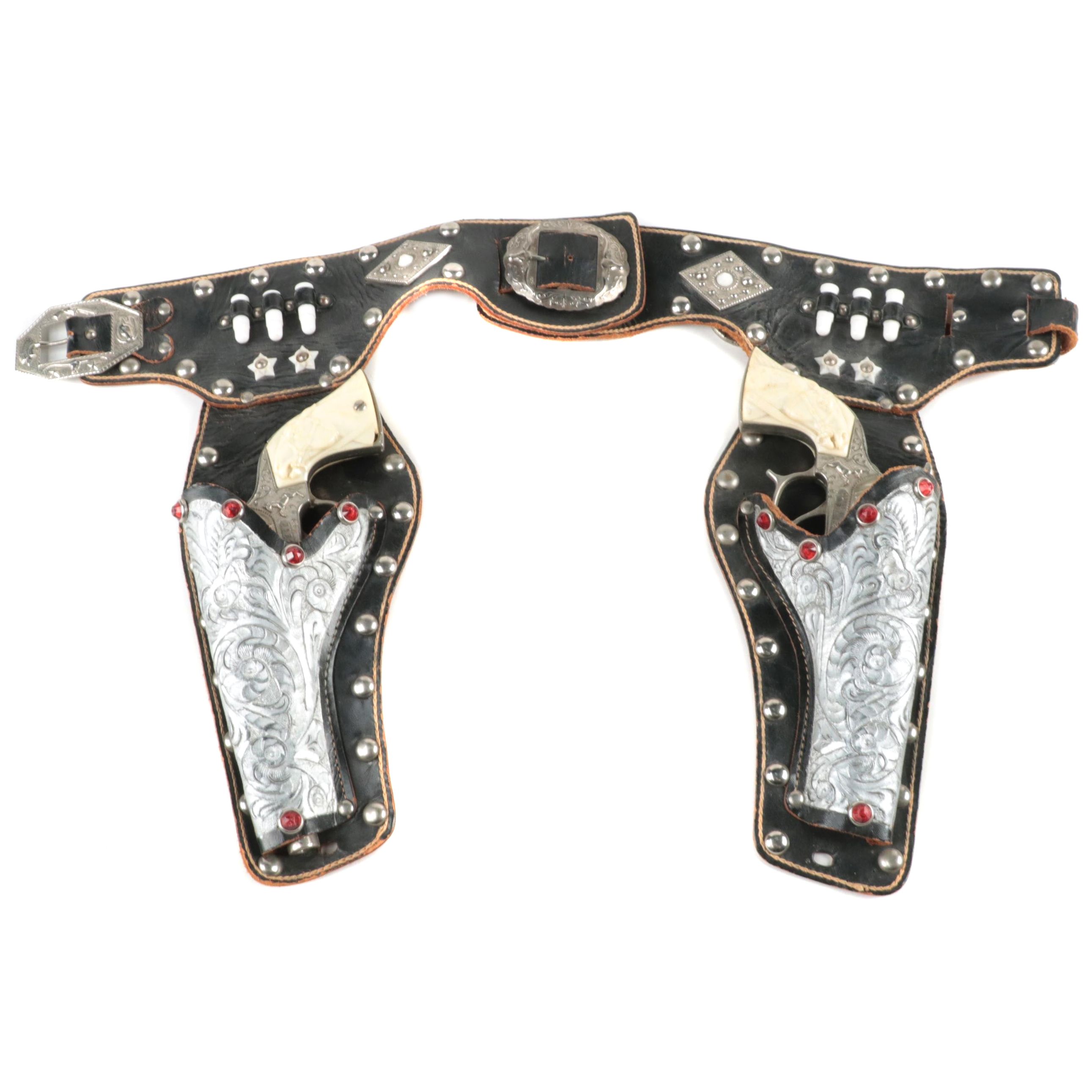"Wild Bill Hickok" Toy Revolvers With Decorated Belt, Holsters, Plastic Rounds
