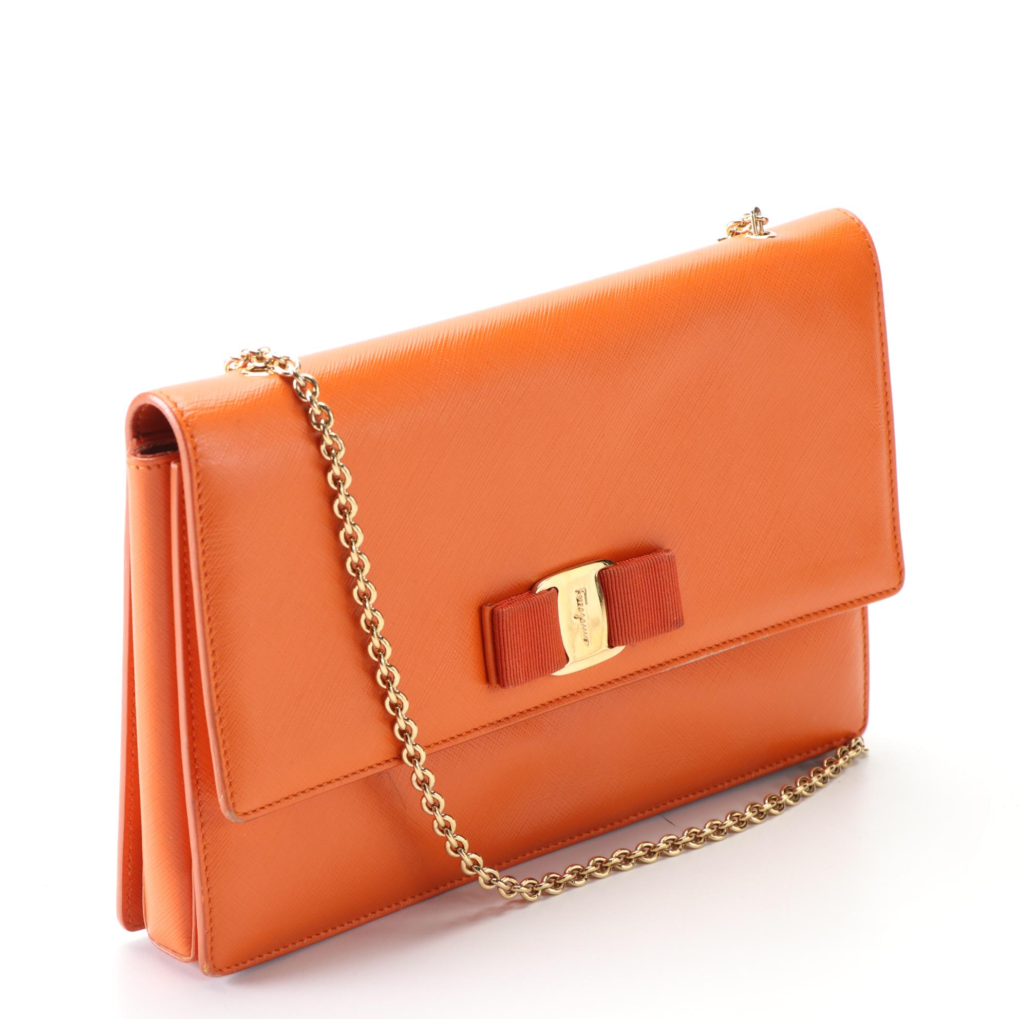 Salvatore Ferragamo Vara Bow Flap Bag in Textured Leather