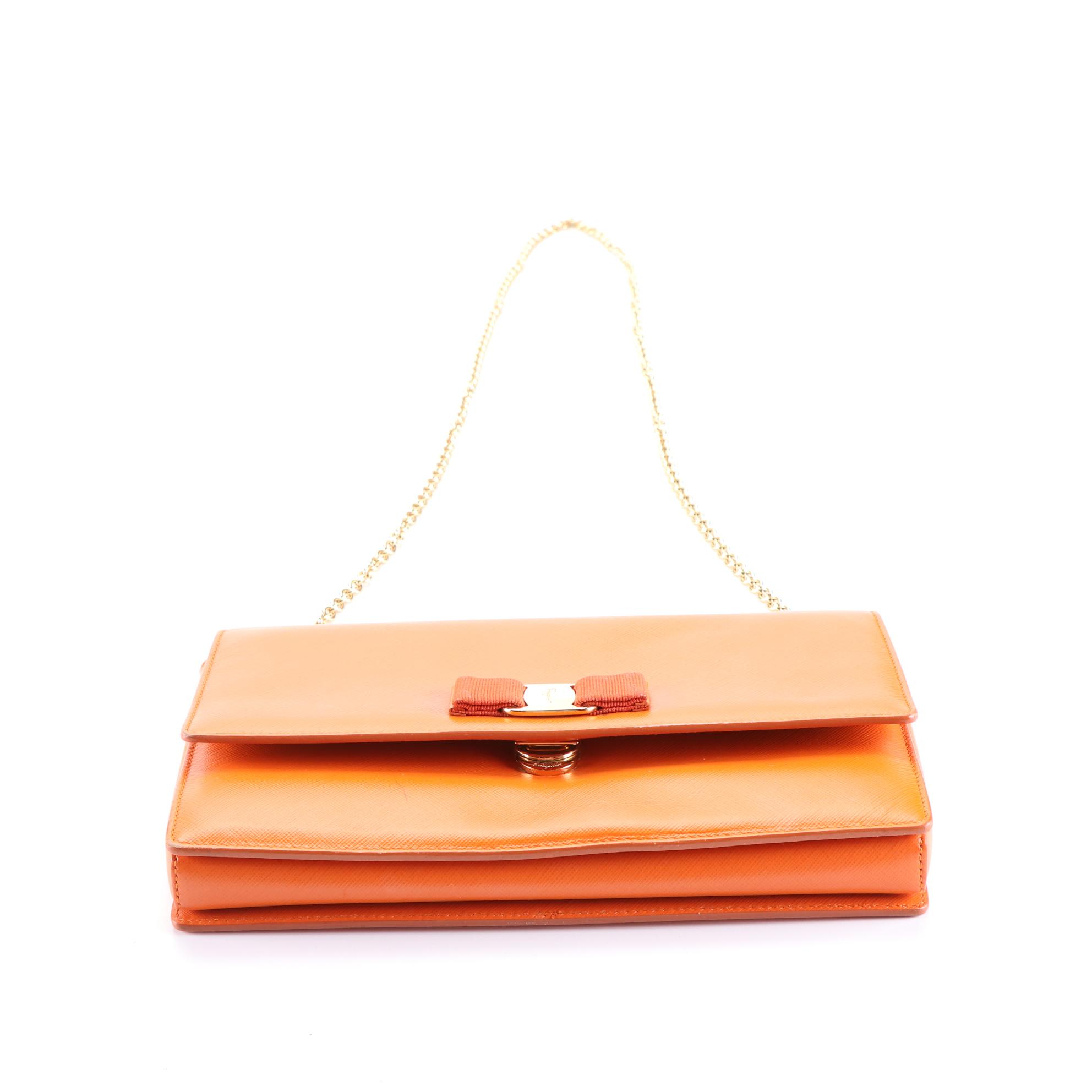 Salvatore Ferragamo Vara Bow Flap Bag in Textured Leather