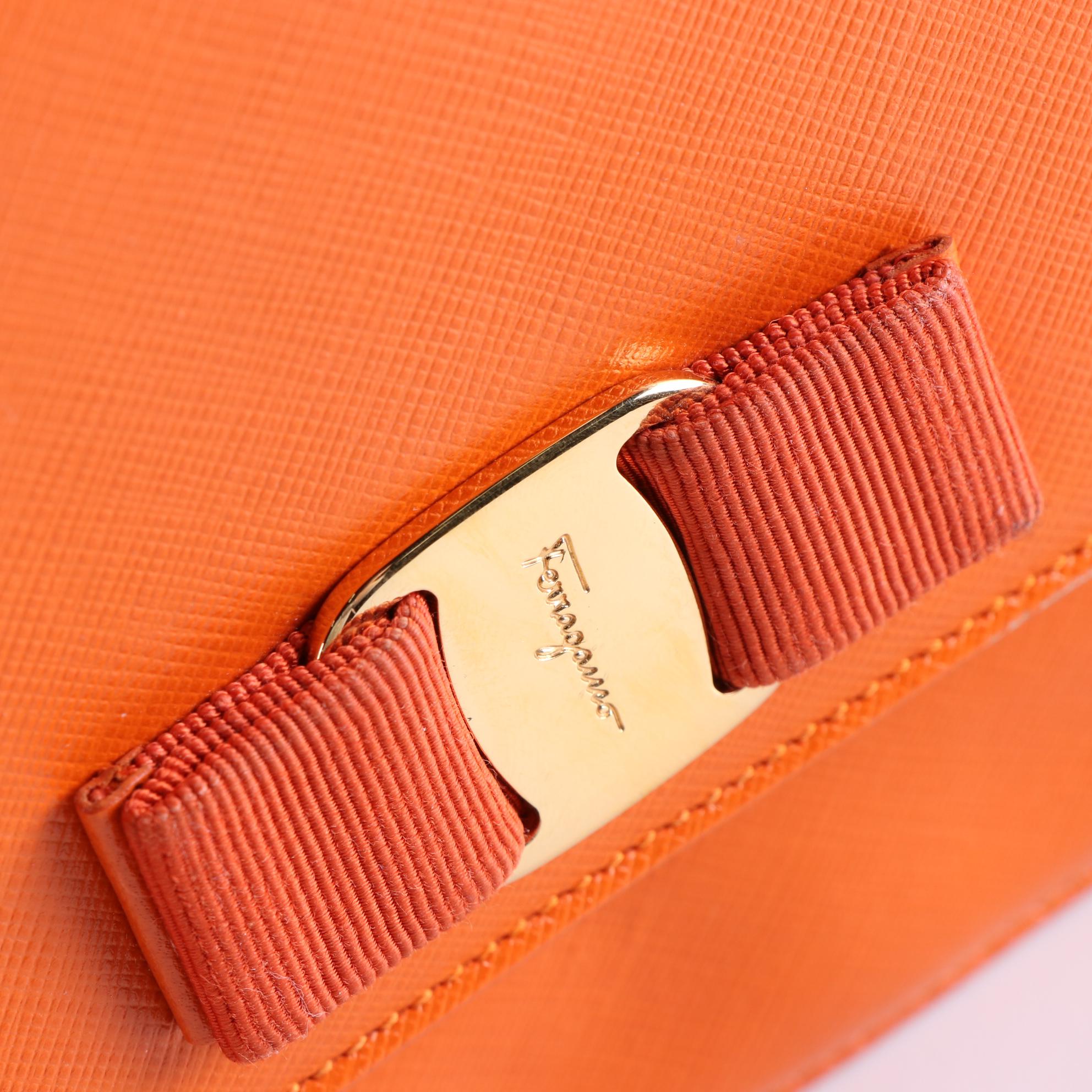 Salvatore Ferragamo Vara Bow Flap Bag in Textured Leather