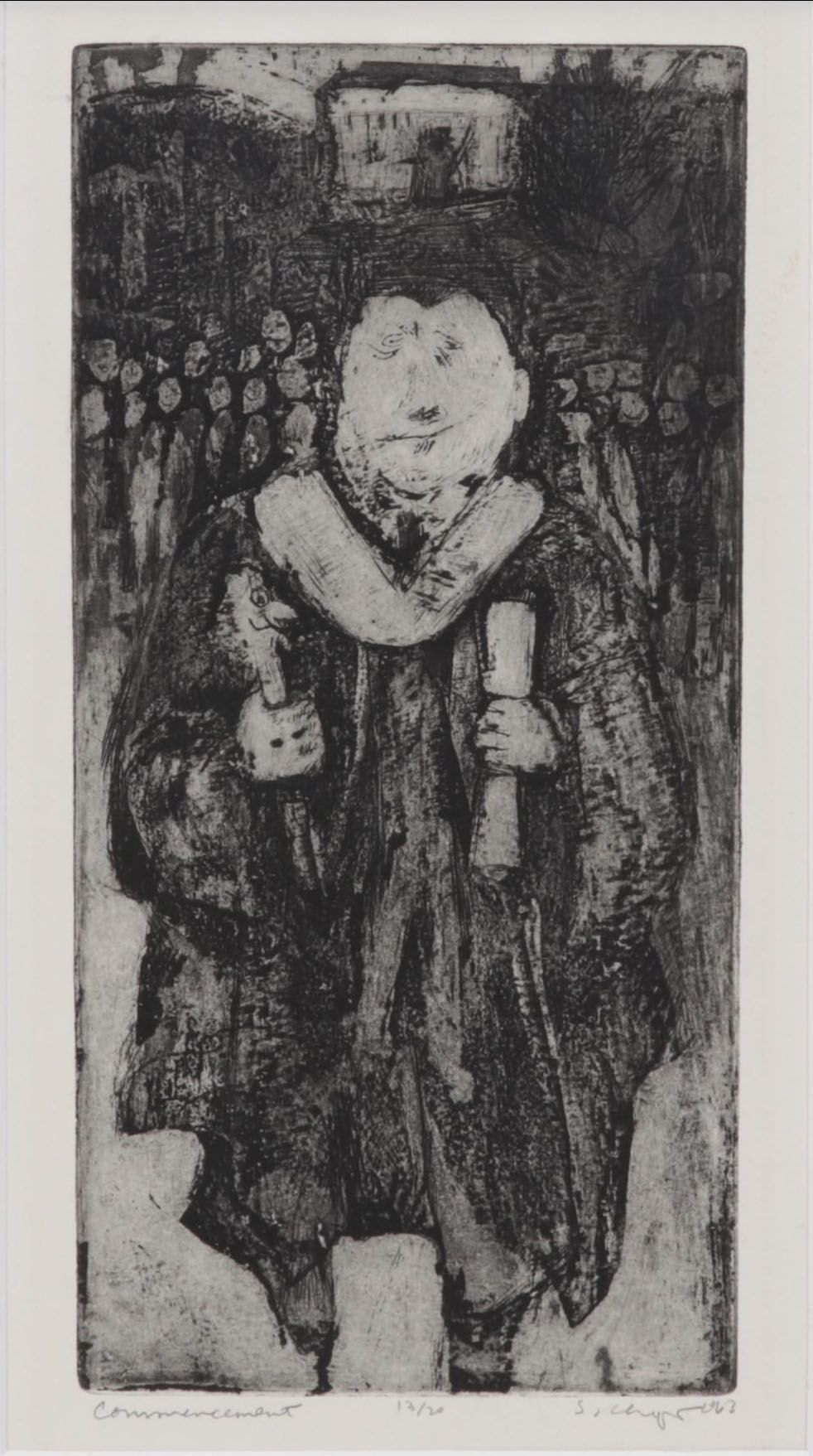 Sidney Chafetz Etching with Aquatint "Commencement," 1963