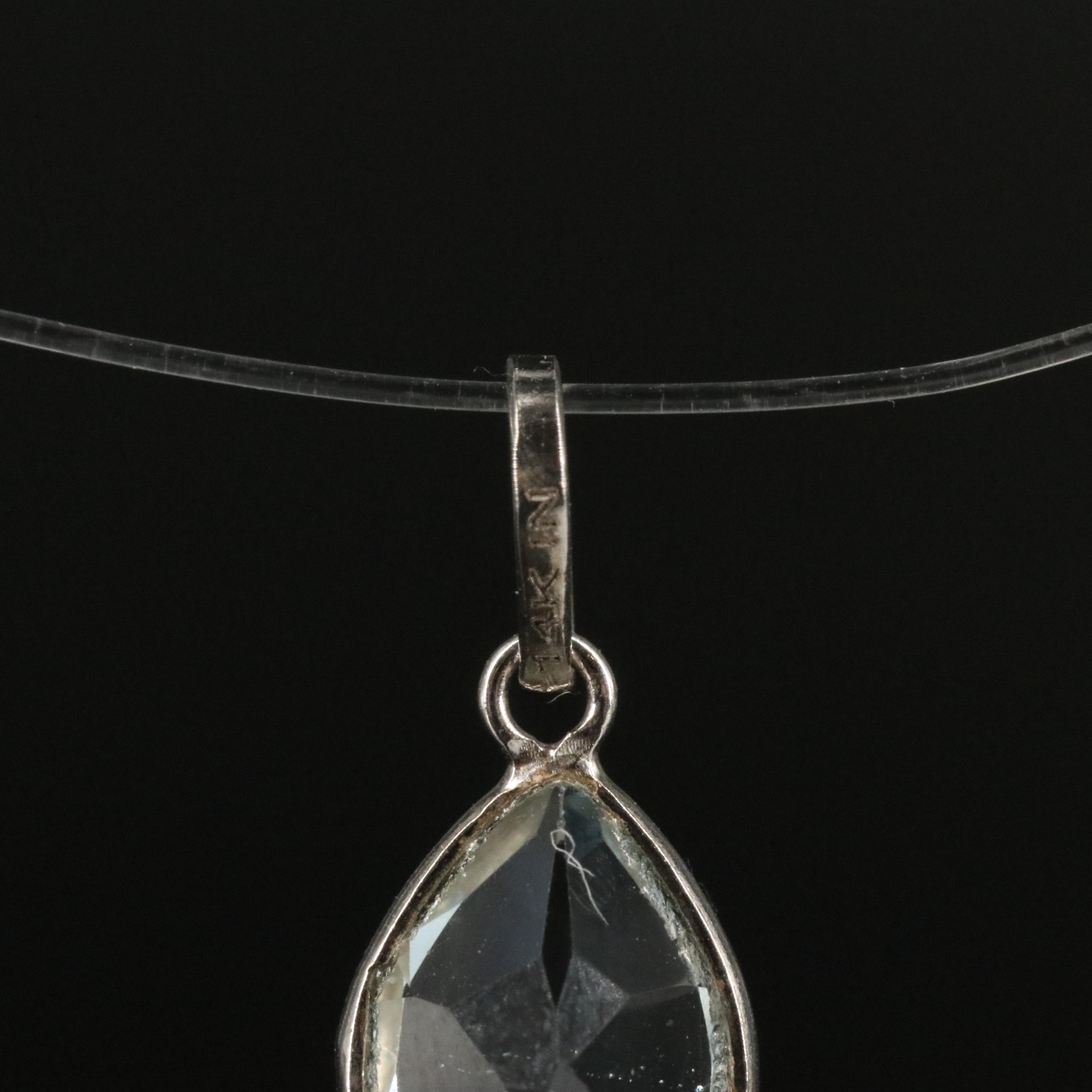 14K Blue Topaz Pendant