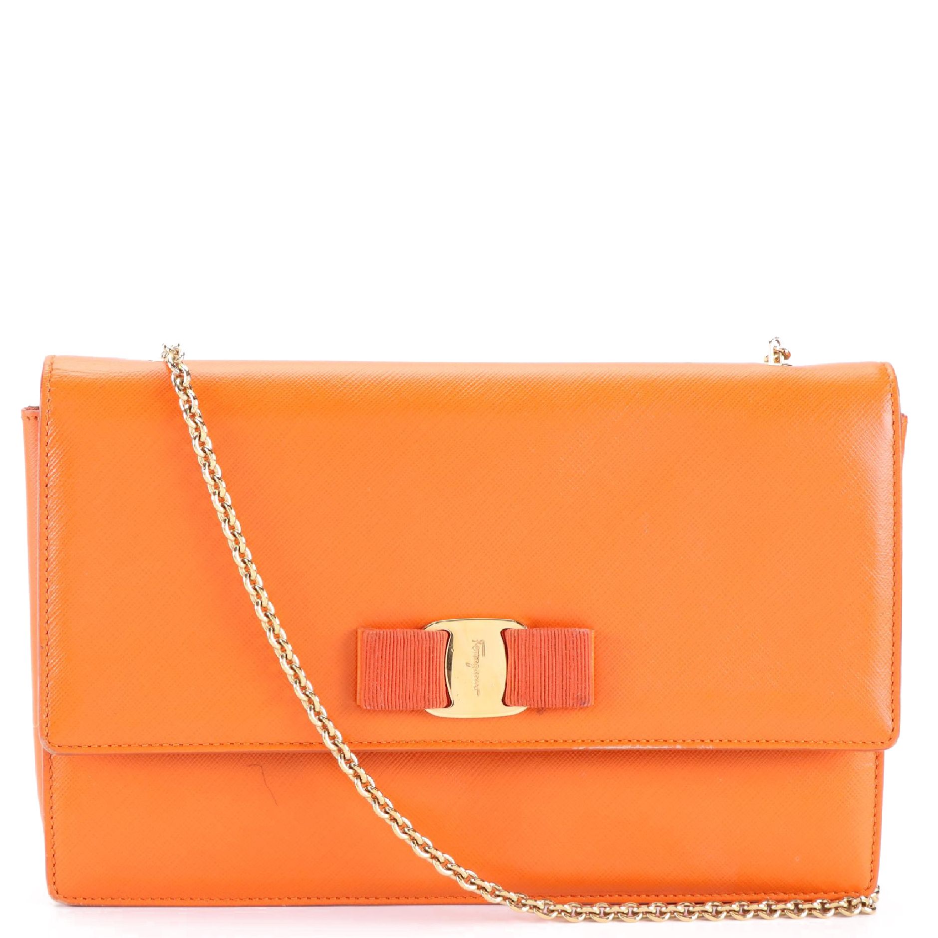 Salvatore Ferragamo Vara Bow Flap Bag in Textured Leather