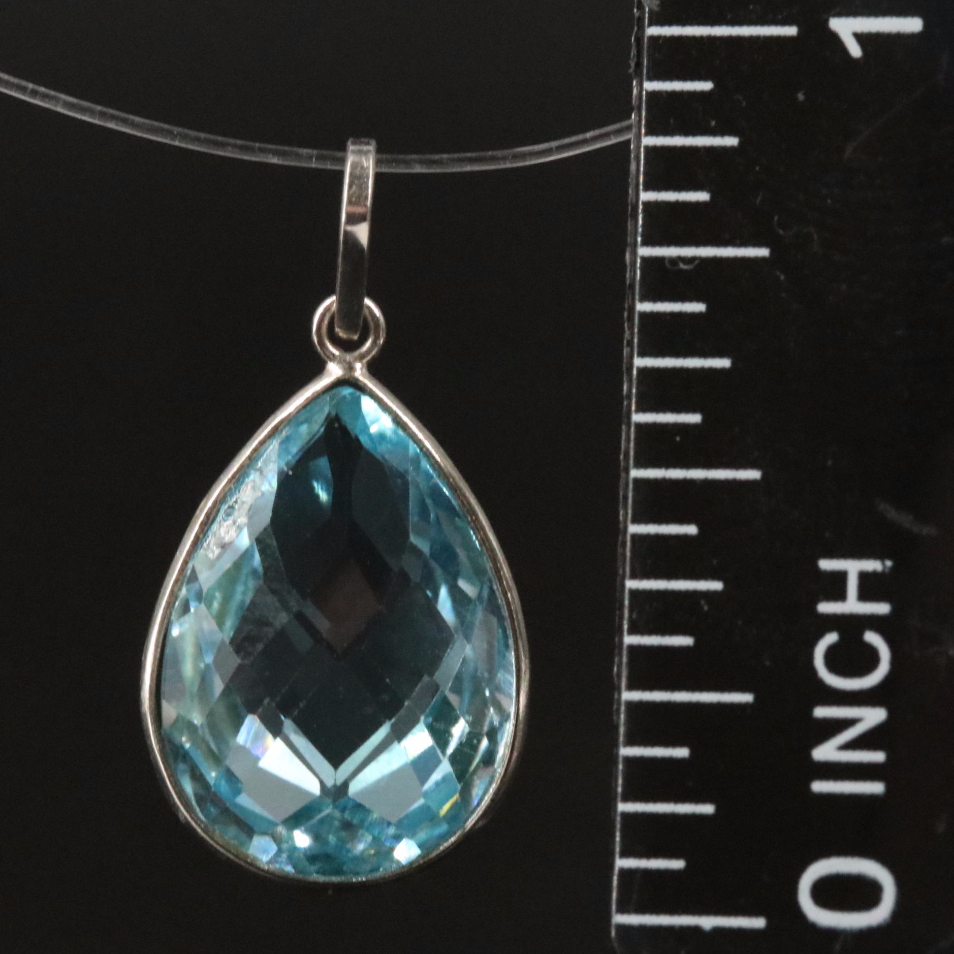 14K Blue Topaz Pendant