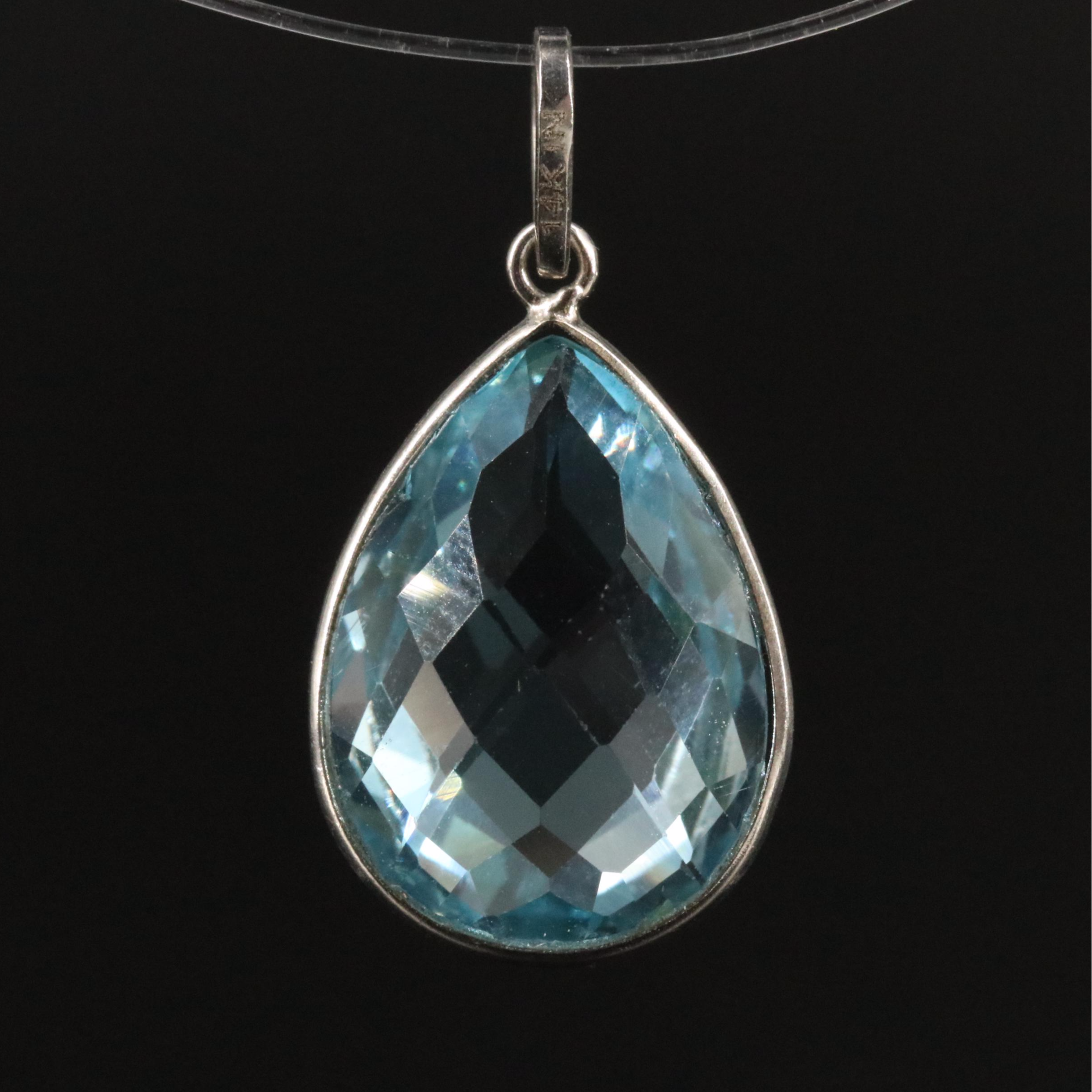 14K Blue Topaz Pendant