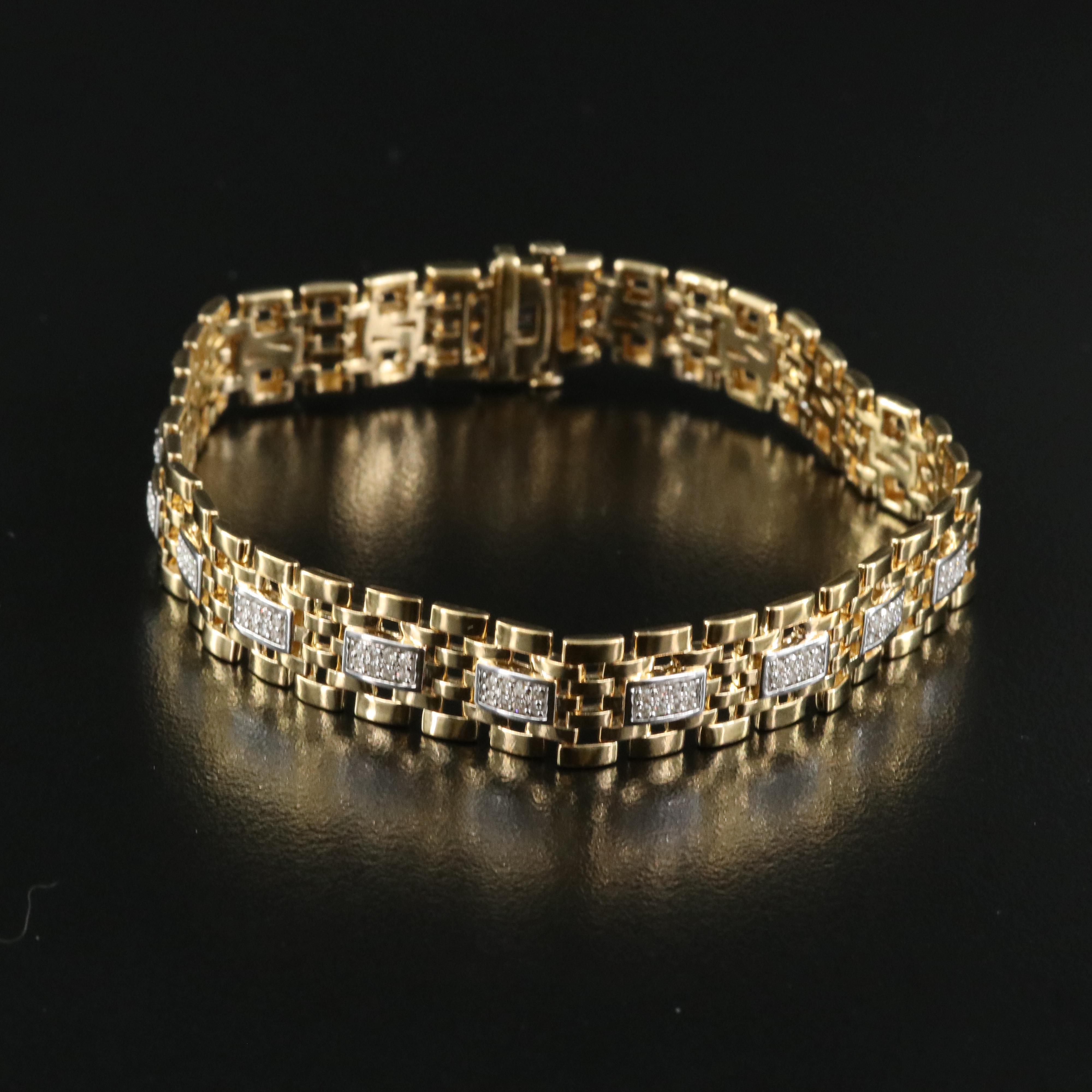 Sterling Diamond Panther Bracelet
