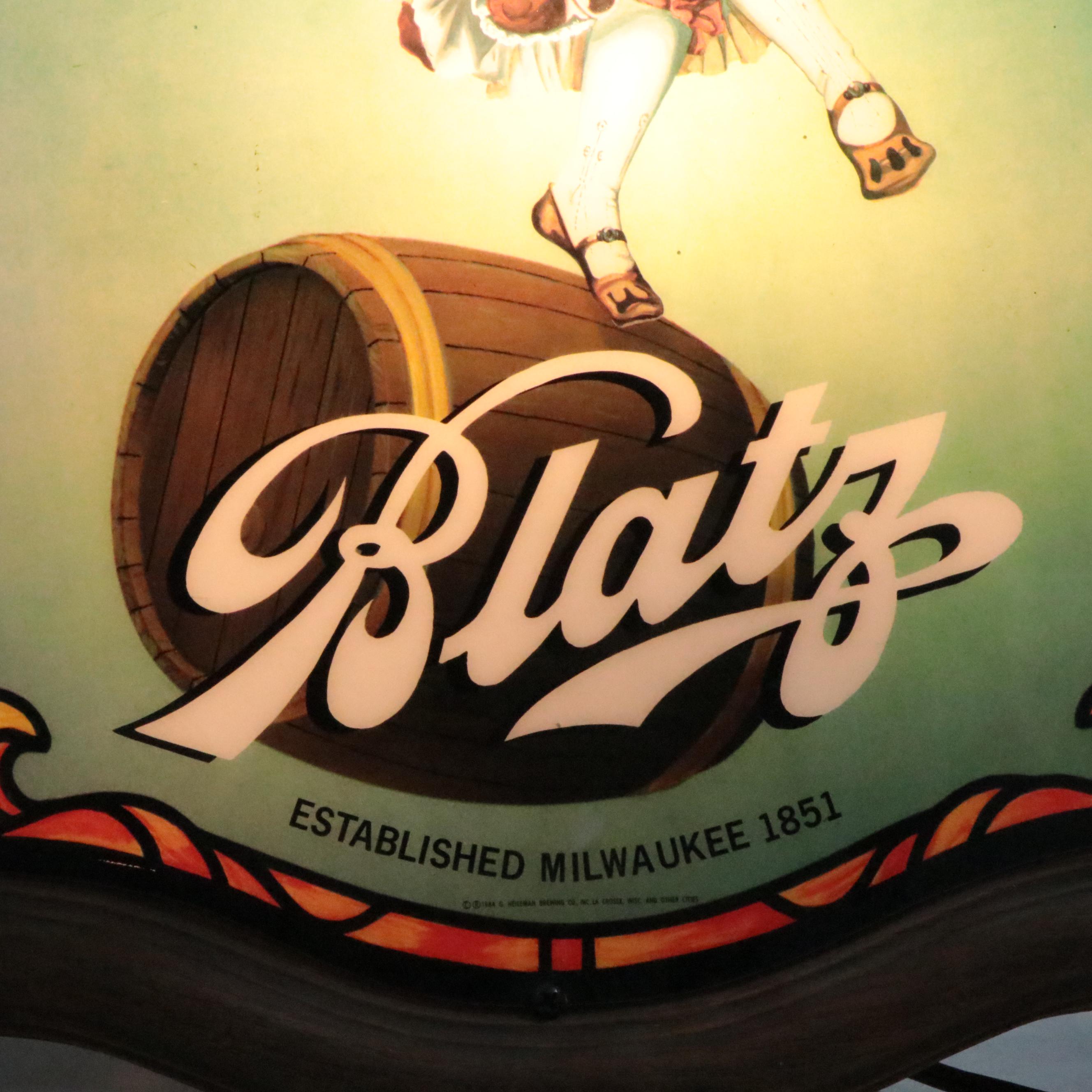 Blatz Beer Plastic Illuminated Advertising Wall Sign, 1984