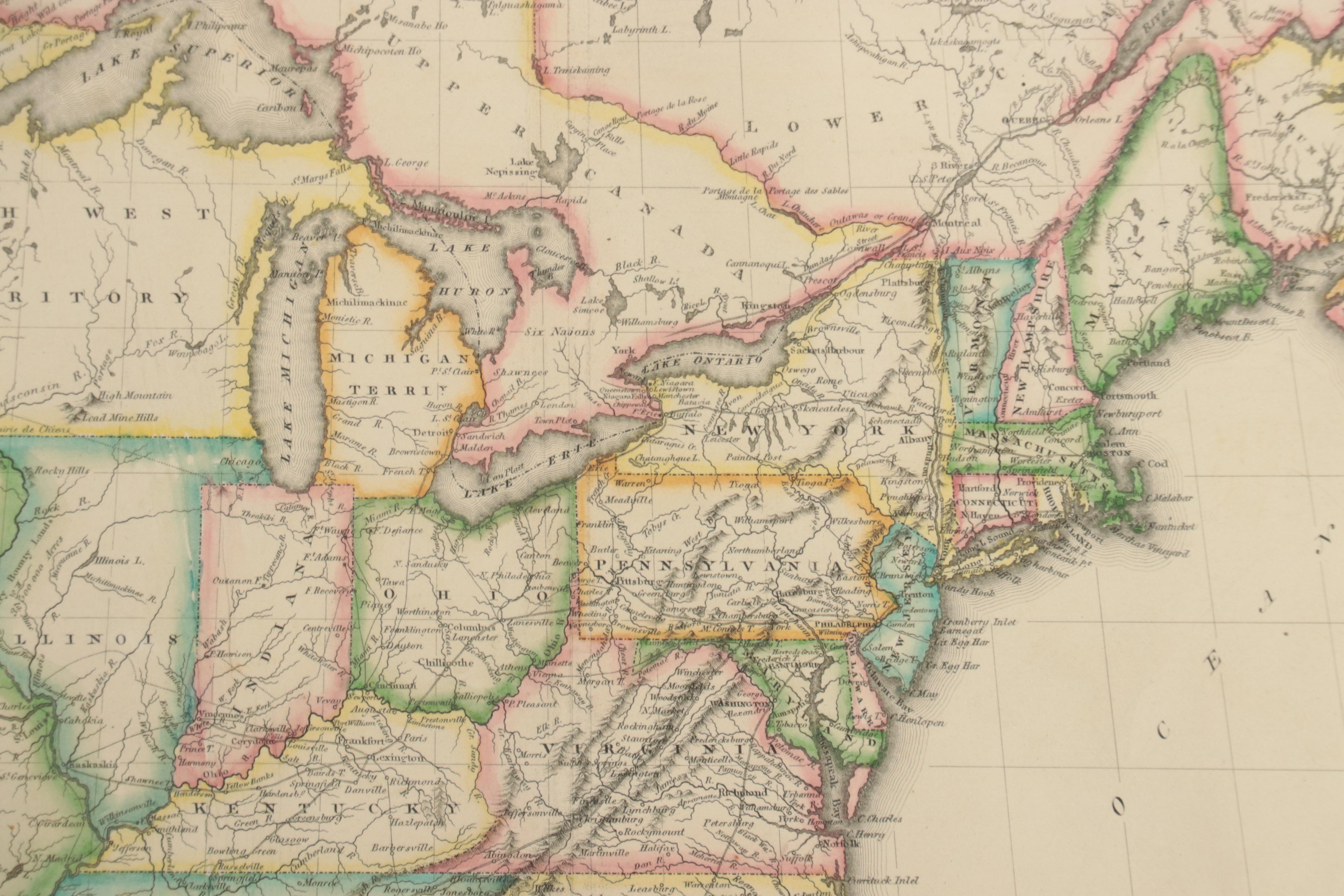 John Melish Hand-Colored Engraving Map "The United States of America," 1818