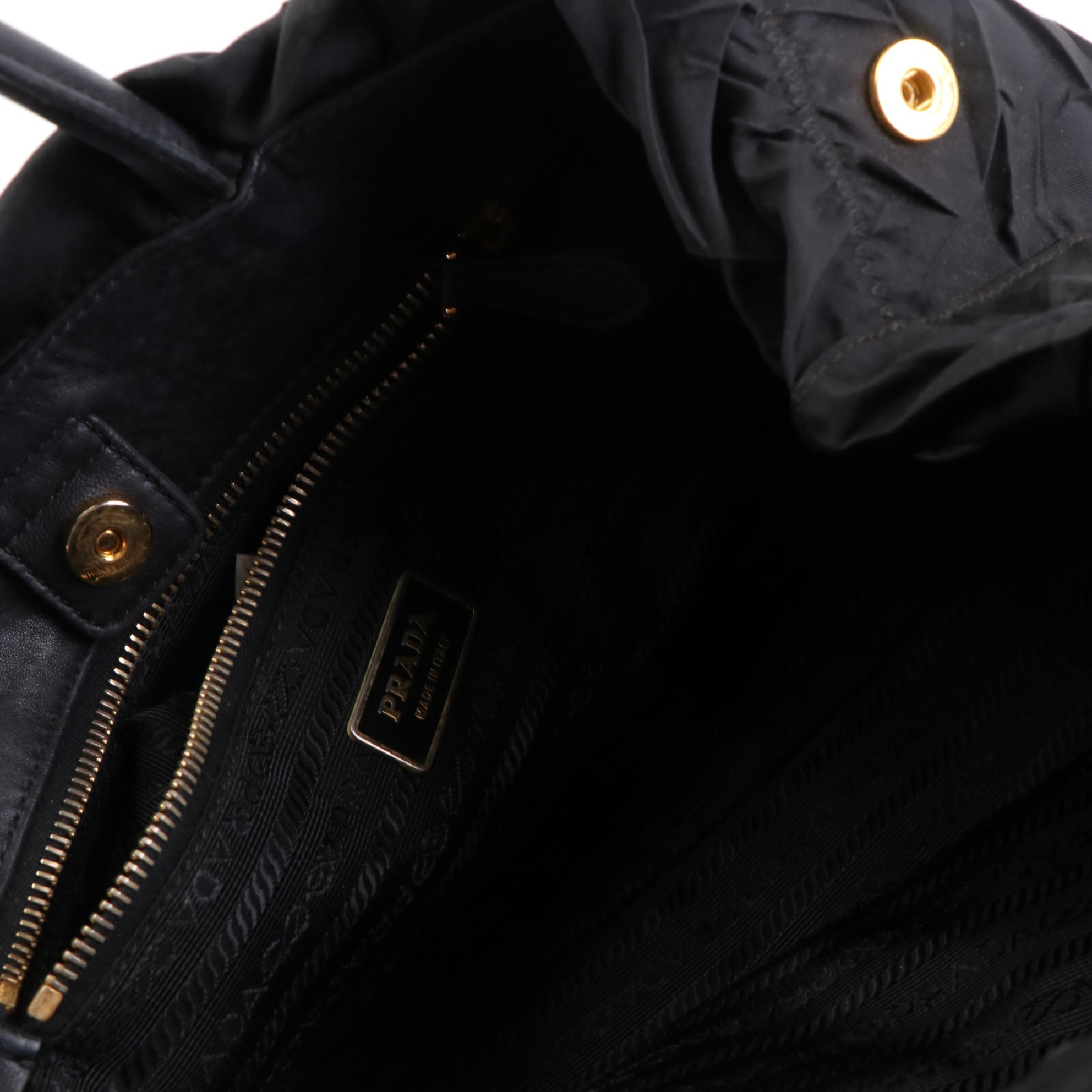 Prada Nylon Ruffle Handbag with Leather Trim