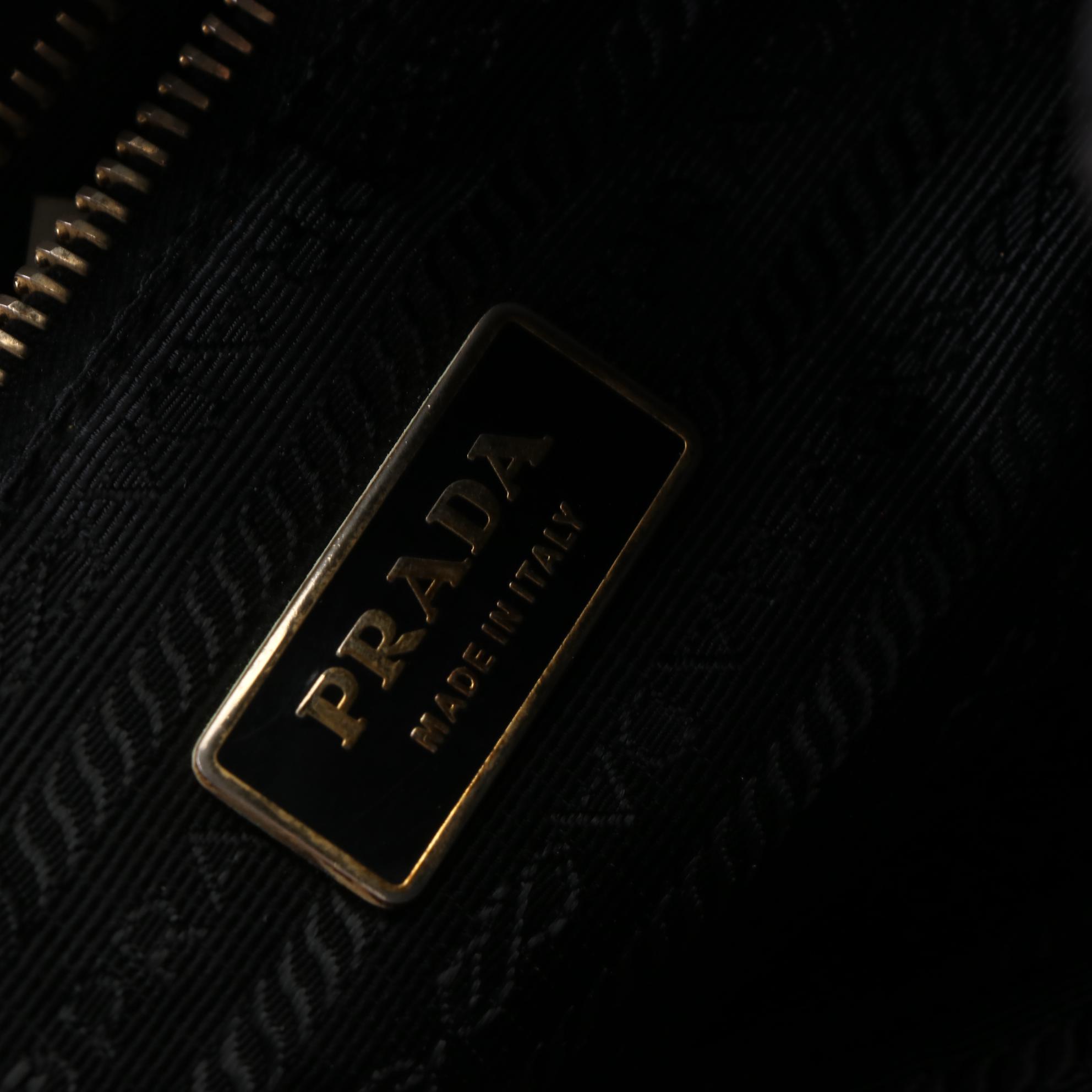 Prada Nylon Ruffle Handbag with Leather Trim