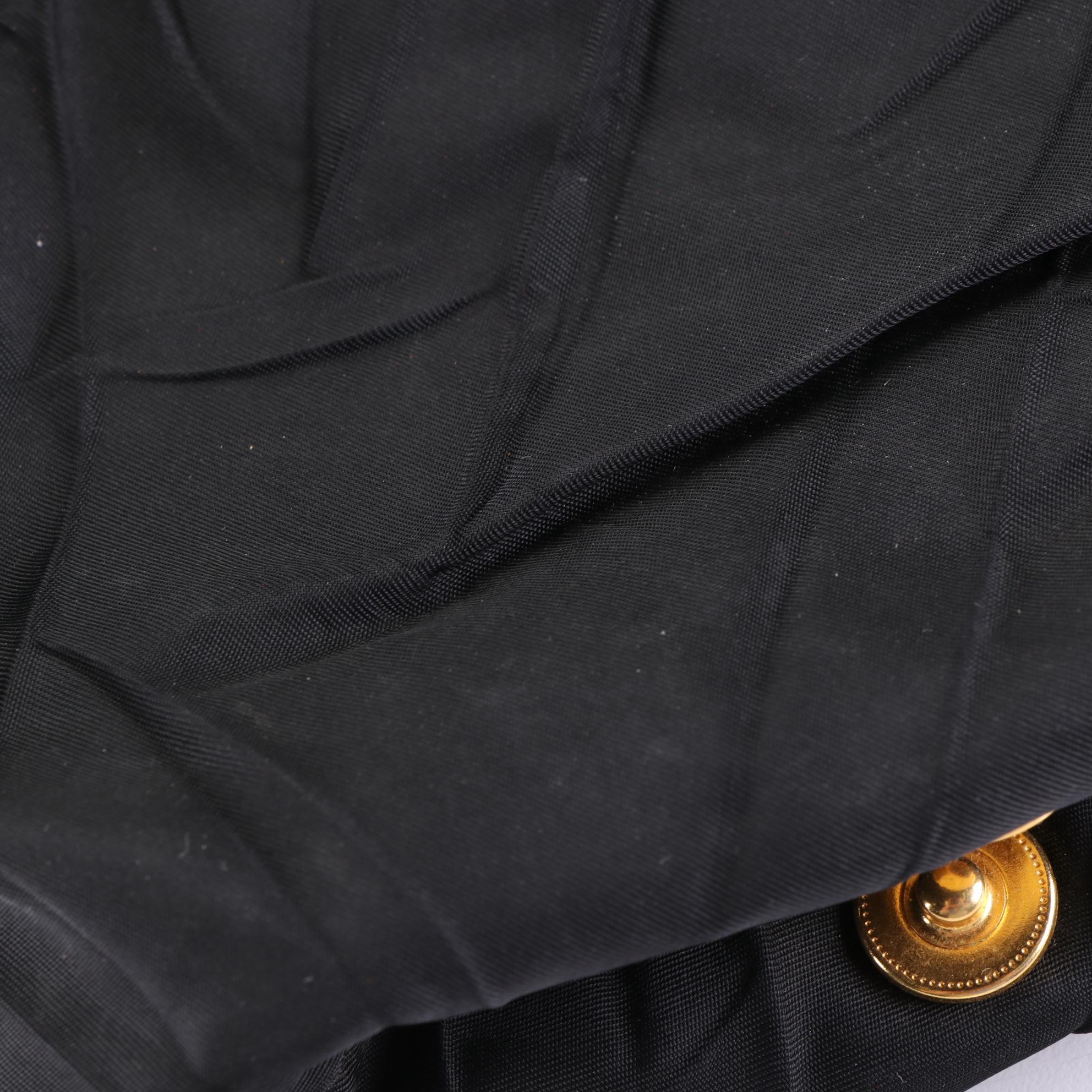 Prada Nylon Ruffle Handbag with Leather Trim