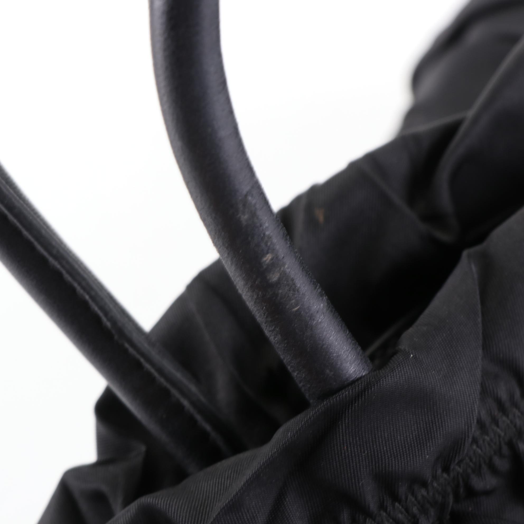 Prada Nylon Ruffle Handbag with Leather Trim