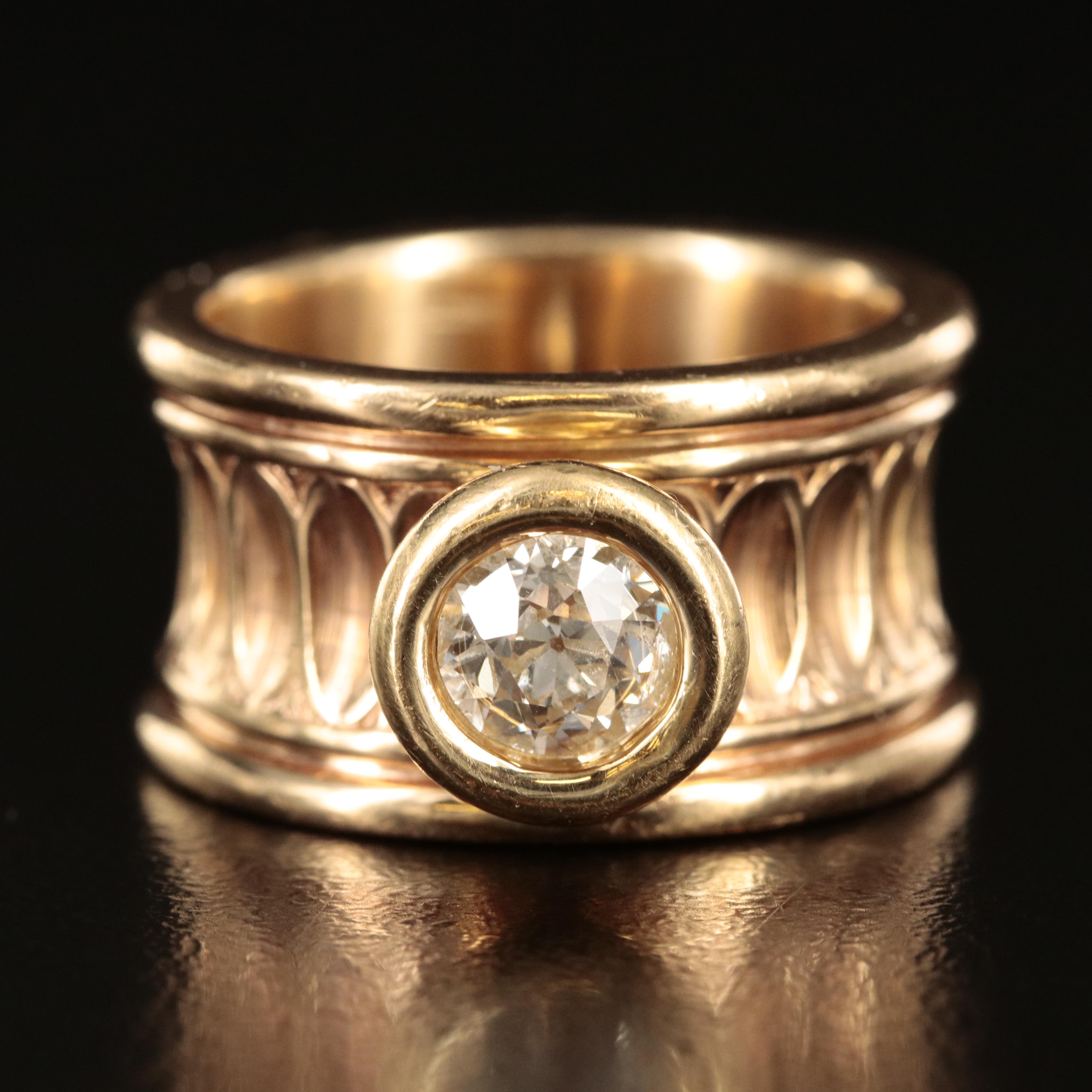 Henry Dankner 14K 0.85 CT Diamond Concave Ring