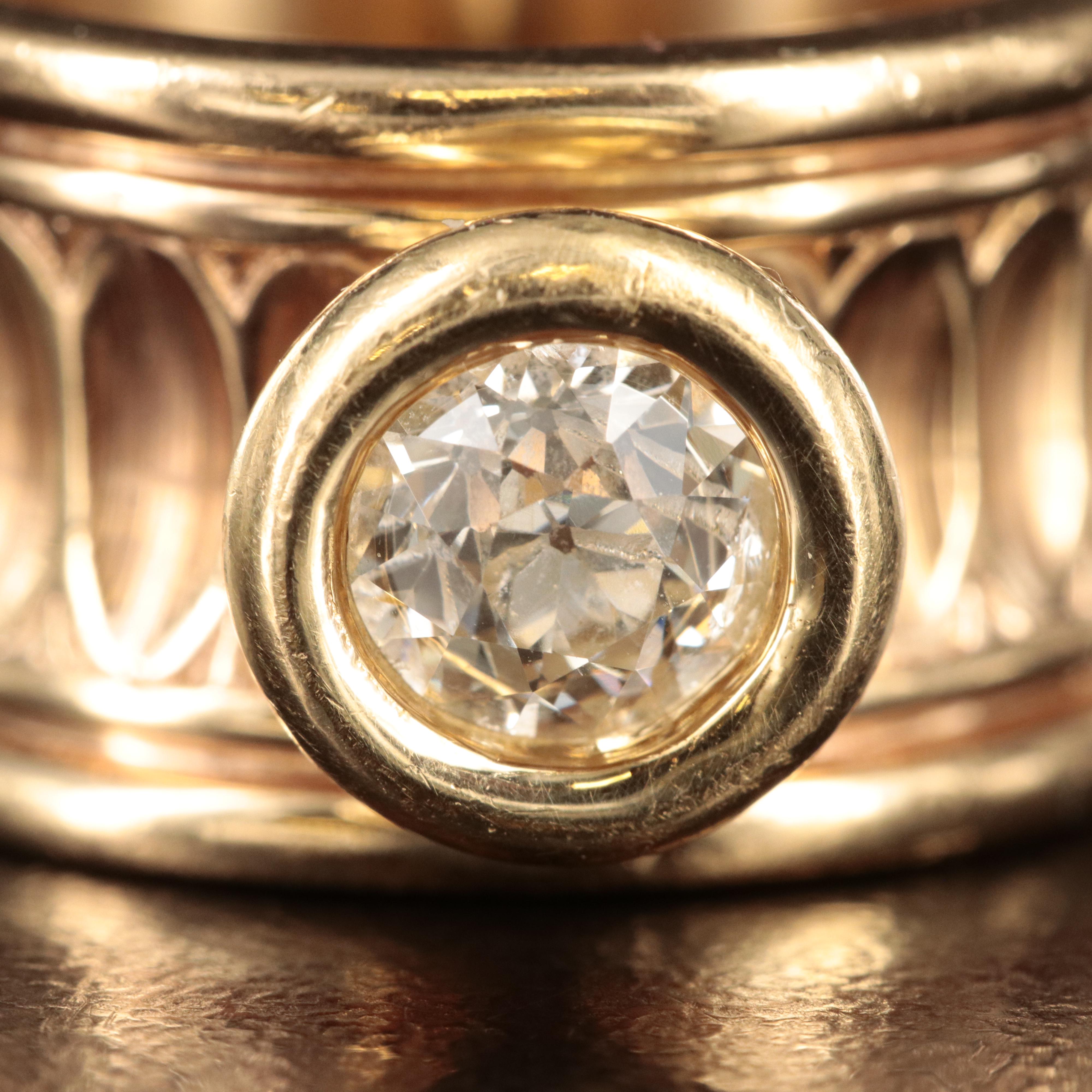 Henry Dankner 14K 0.85 CT Diamond Concave Ring
