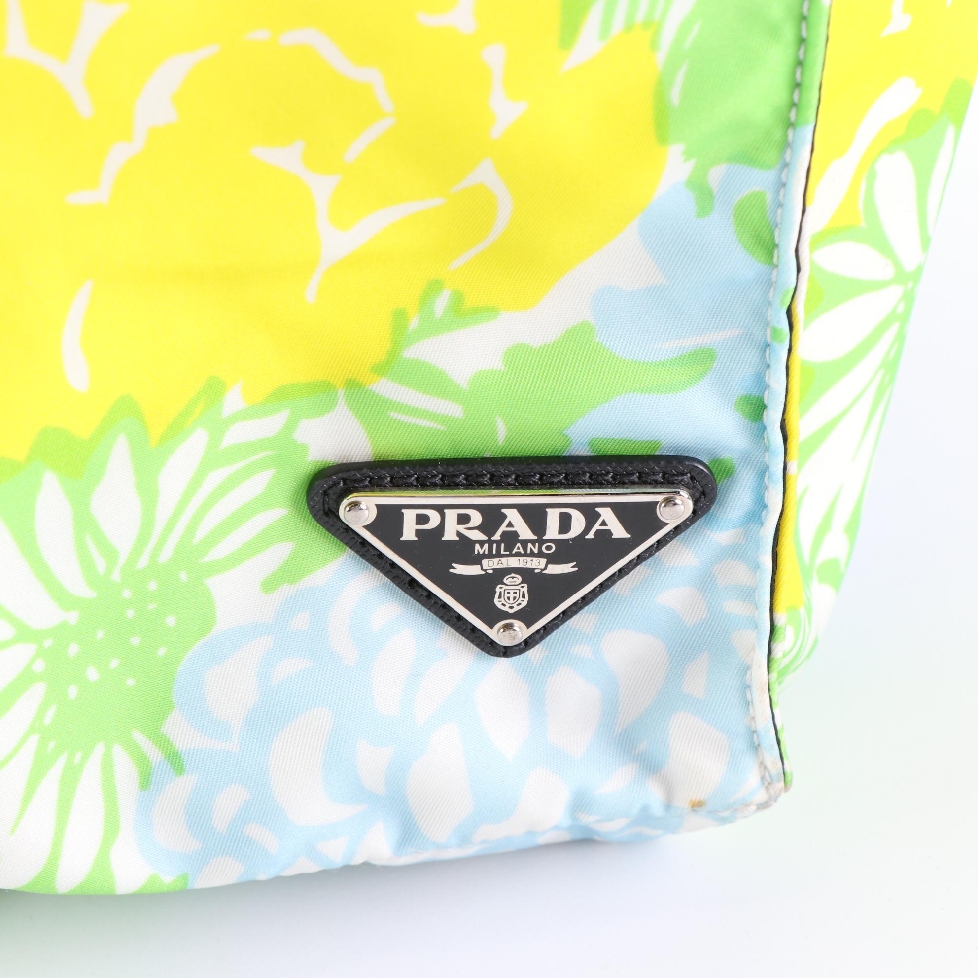 Prada Floral Nylon Tessuto and Saffiano Leather Tote
