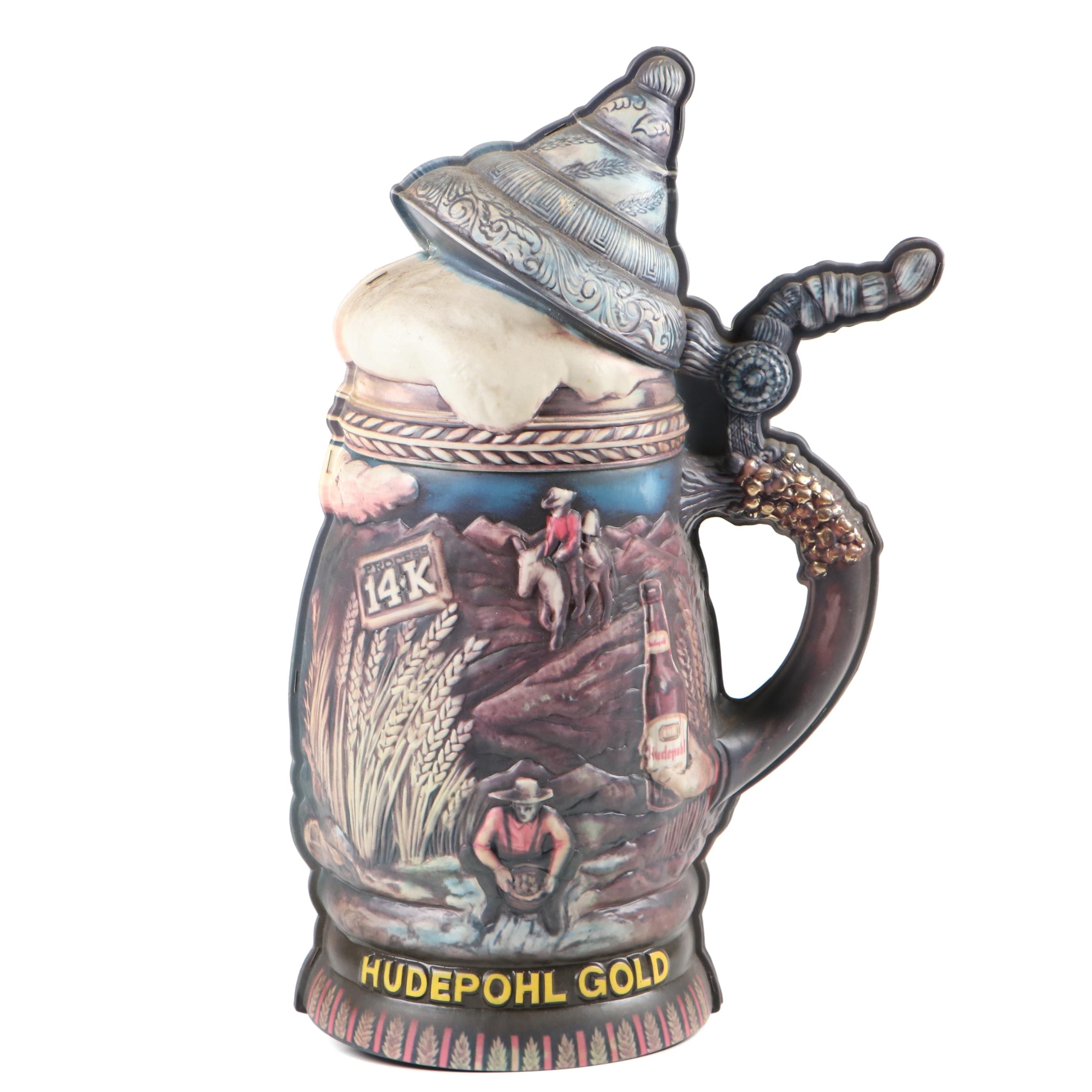Hudepohl Gold Beer Stein Plastic Illuminated Advertising Wall Sign