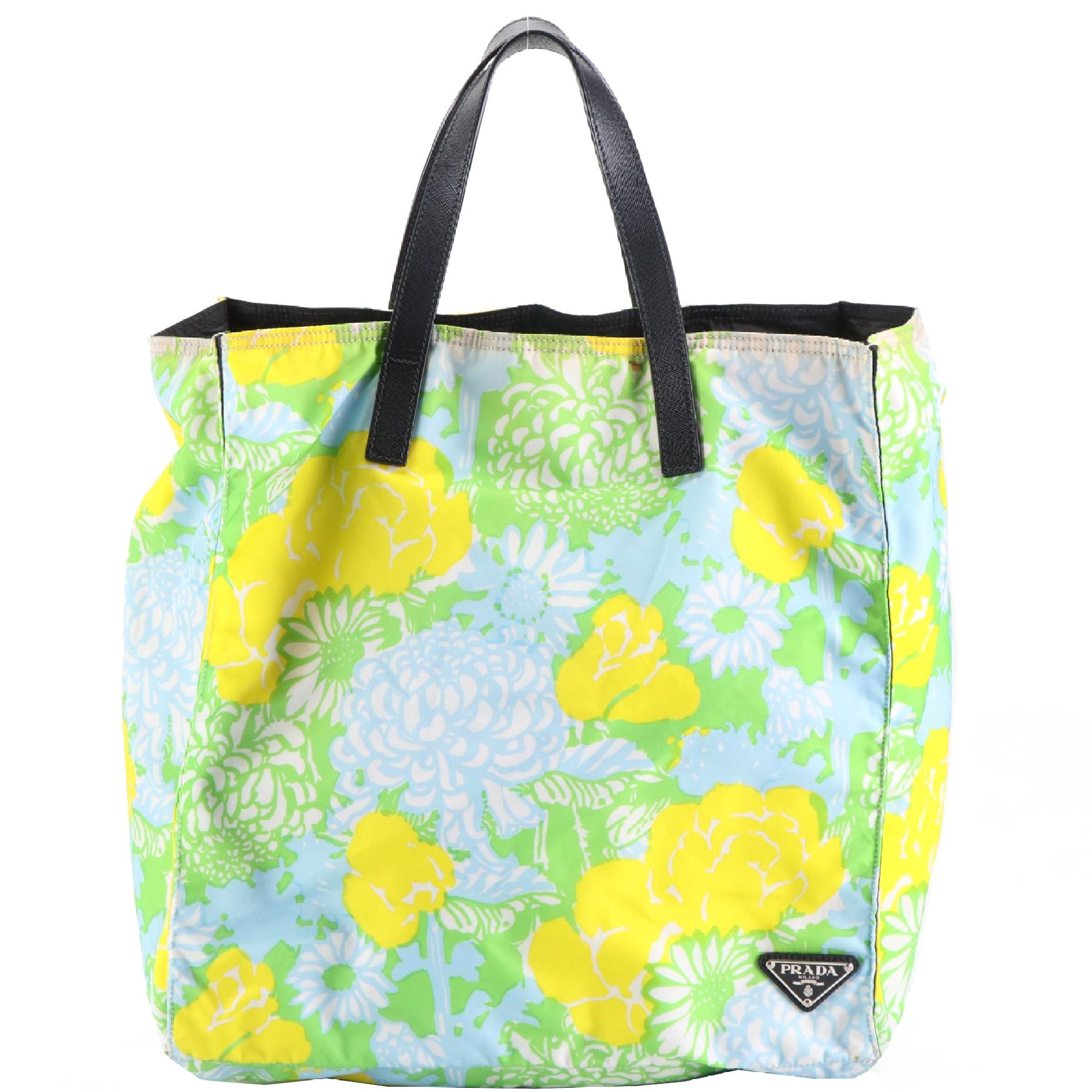 Prada Floral Nylon Tessuto and Saffiano Leather Tote