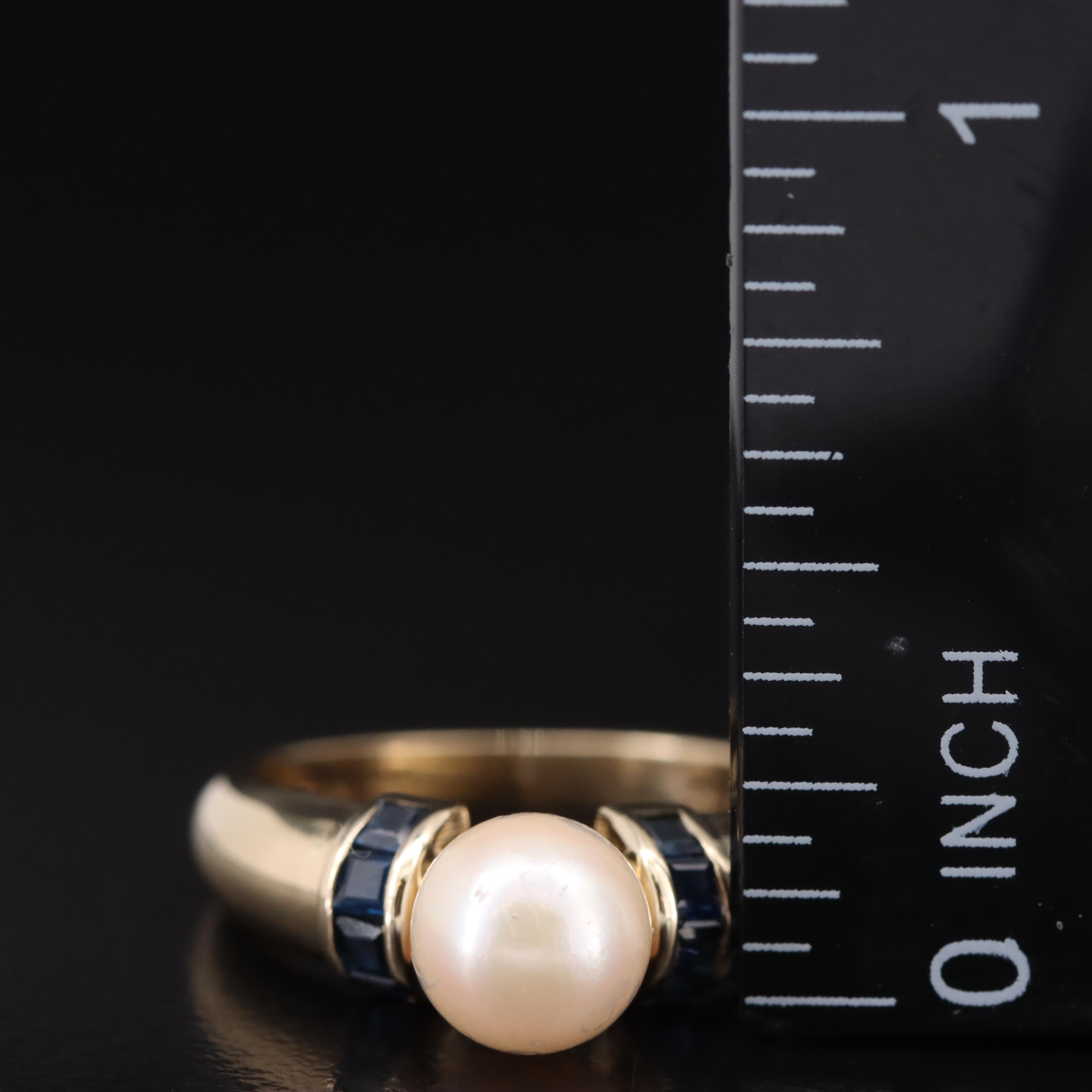 10K Pearl and Sapphire Ring