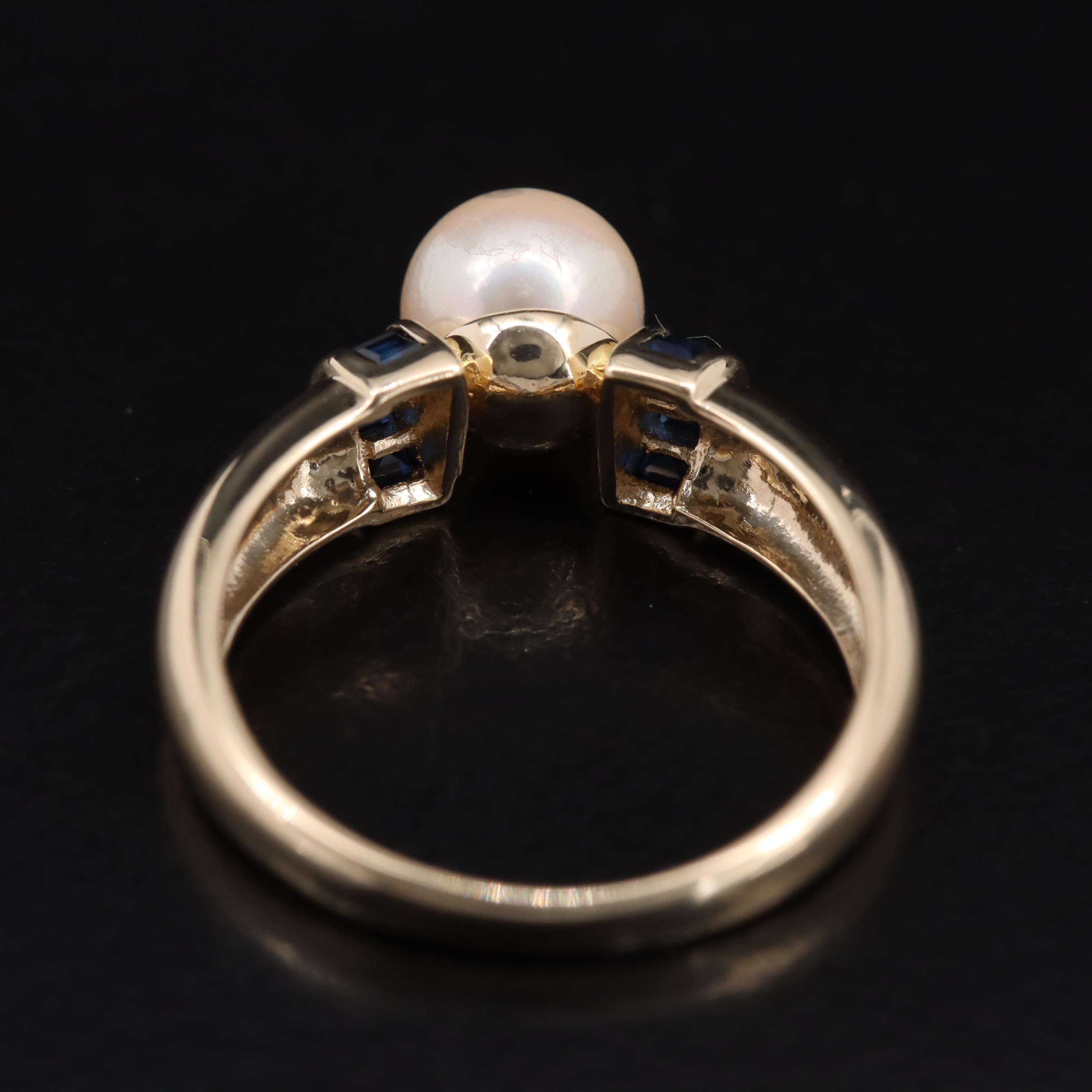 10K Pearl and Sapphire Ring