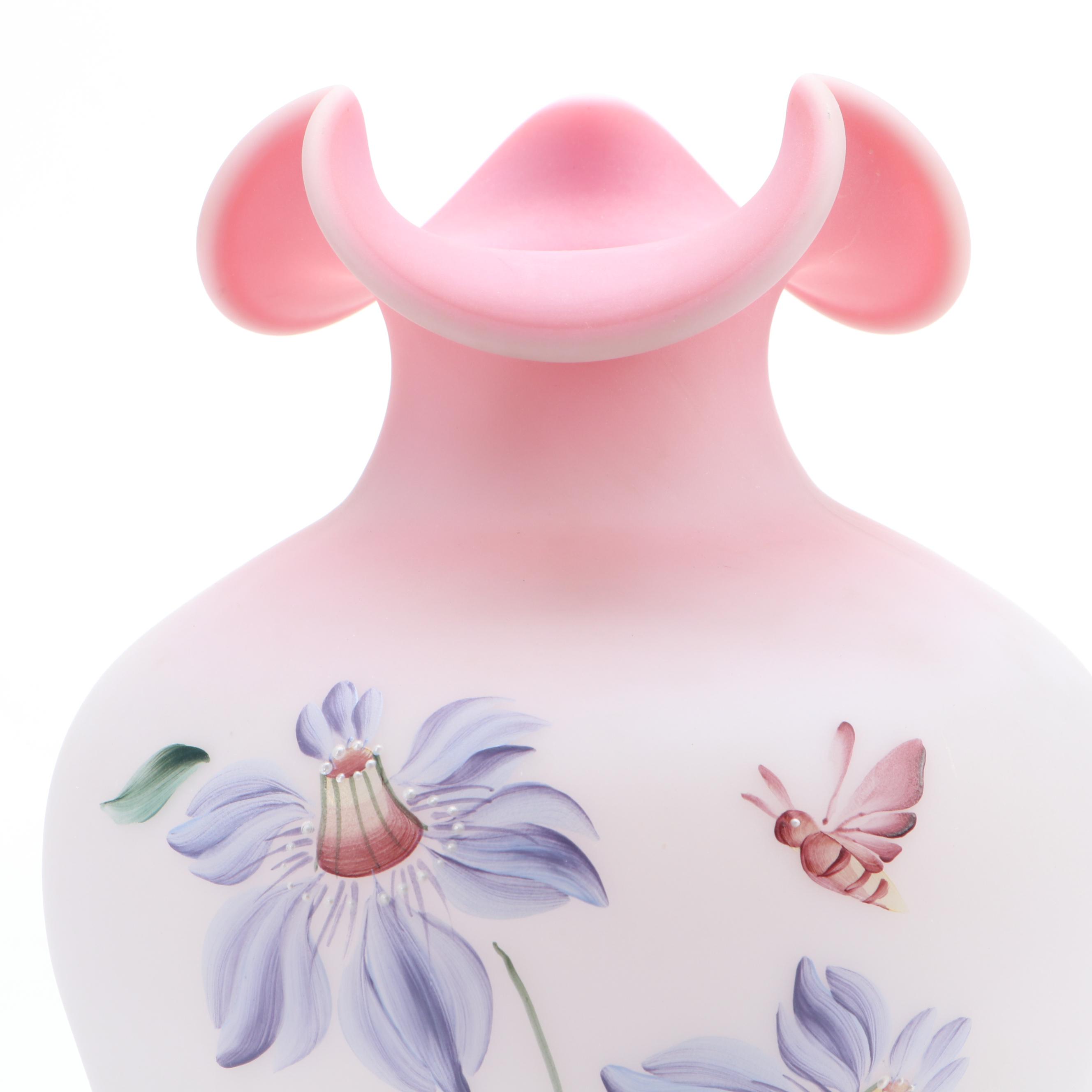 Fenton Honor Collection Painted Glass Vase