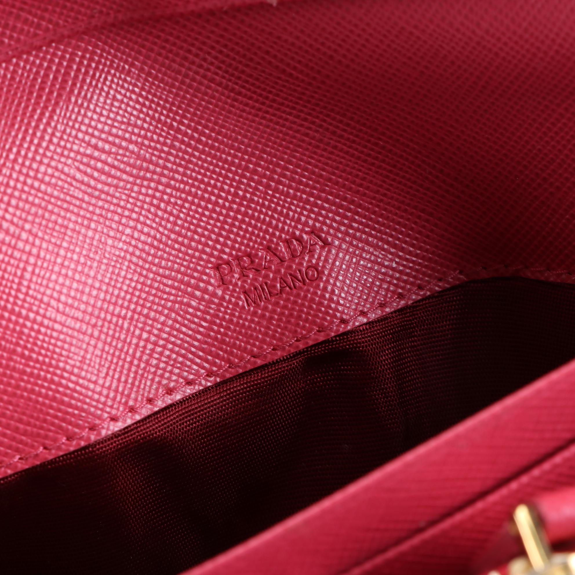 Prada Bow Wallet in Saffiano Leather with Detachable Card Case and Box