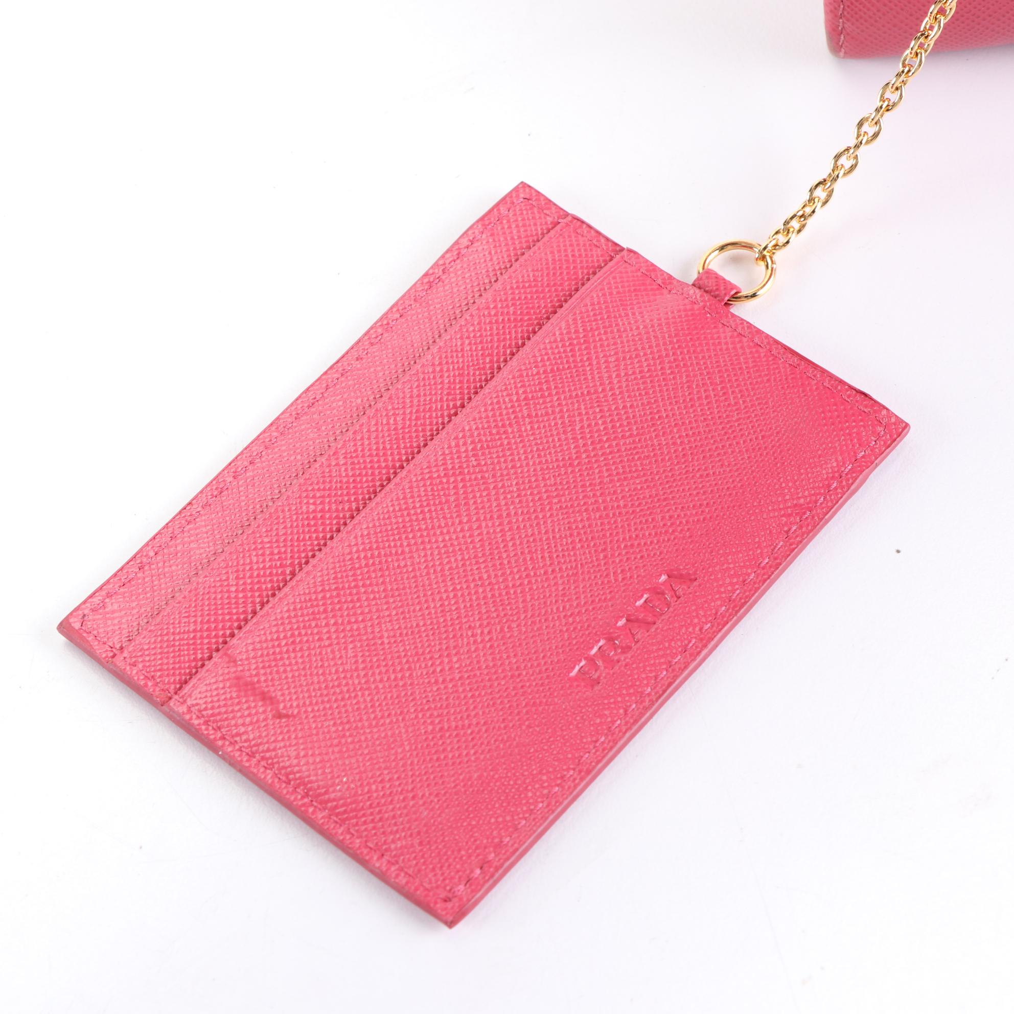 Prada Bow Wallet in Saffiano Leather with Detachable Card Case and Box