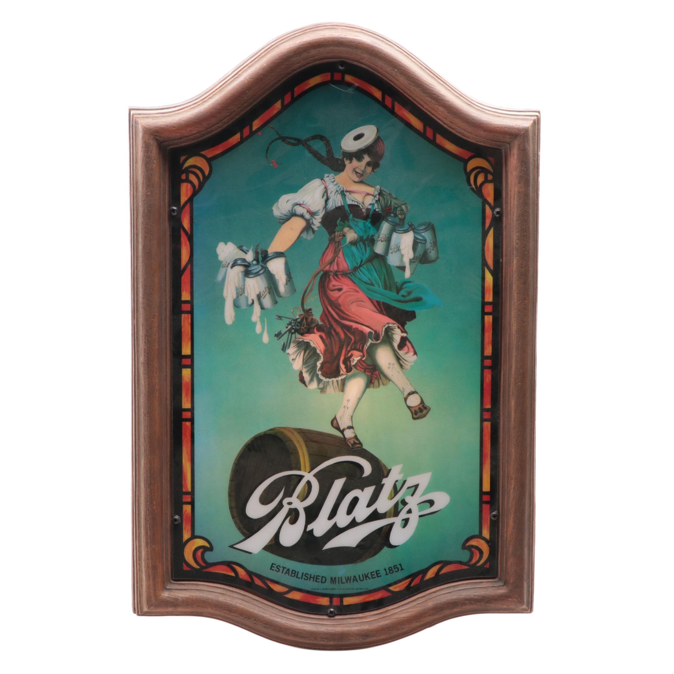 Blatz Beer Plastic Illuminated Advertising Wall Sign, 1984