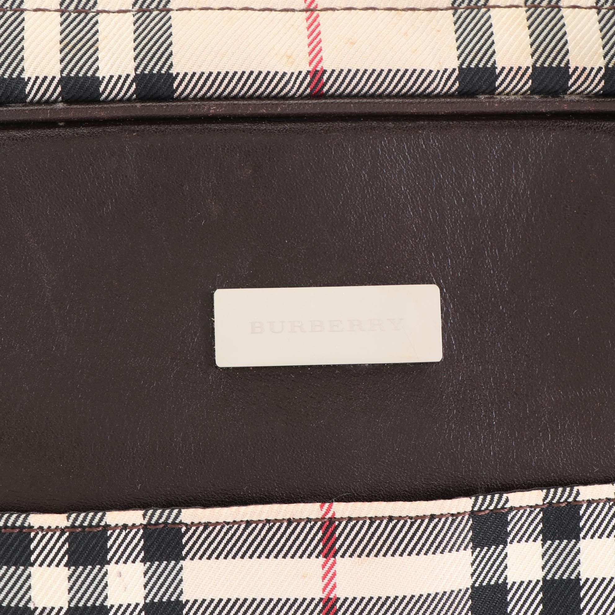 Burberry Check Canvas and Leather Shoulder Bag