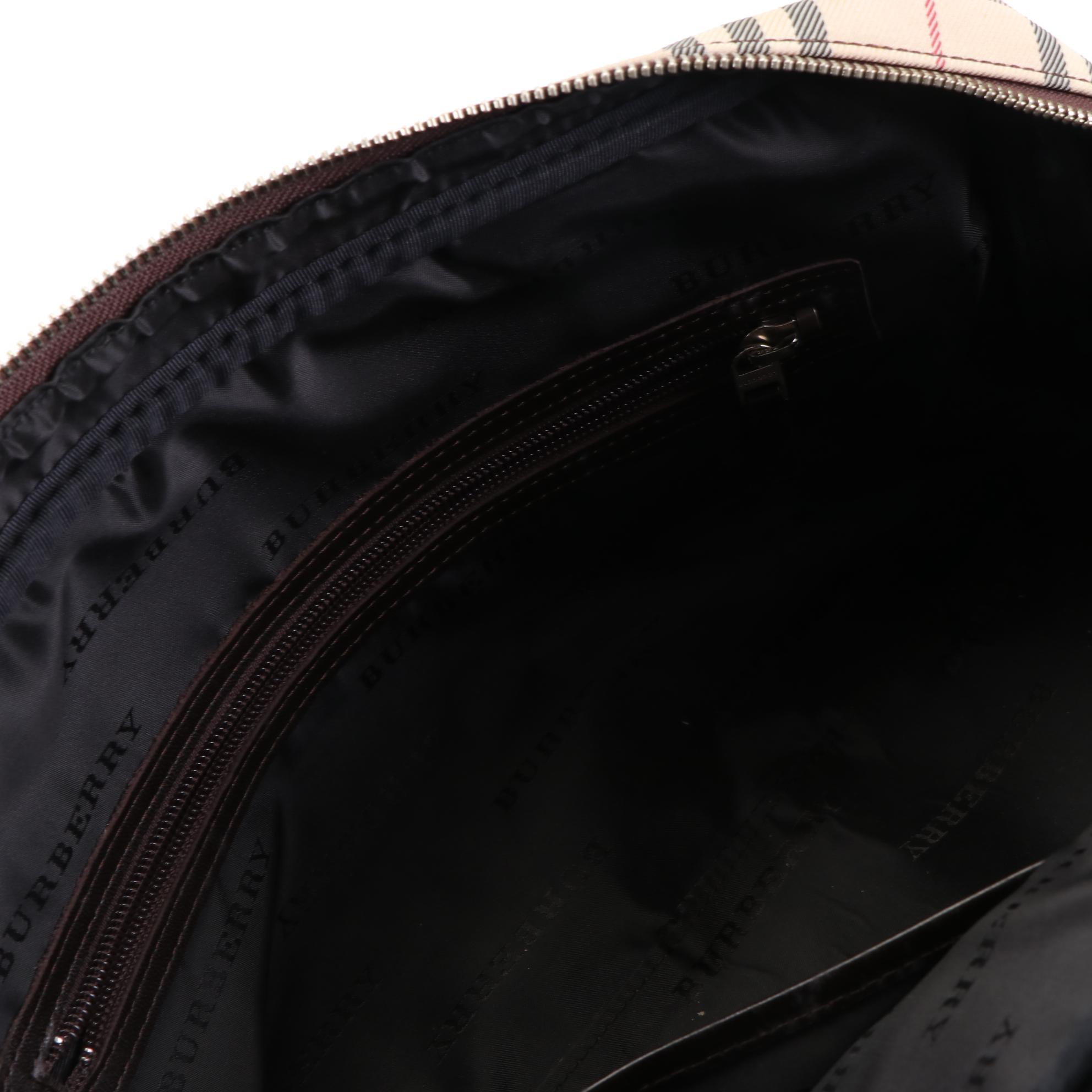 Burberry Check Canvas and Leather Shoulder Bag