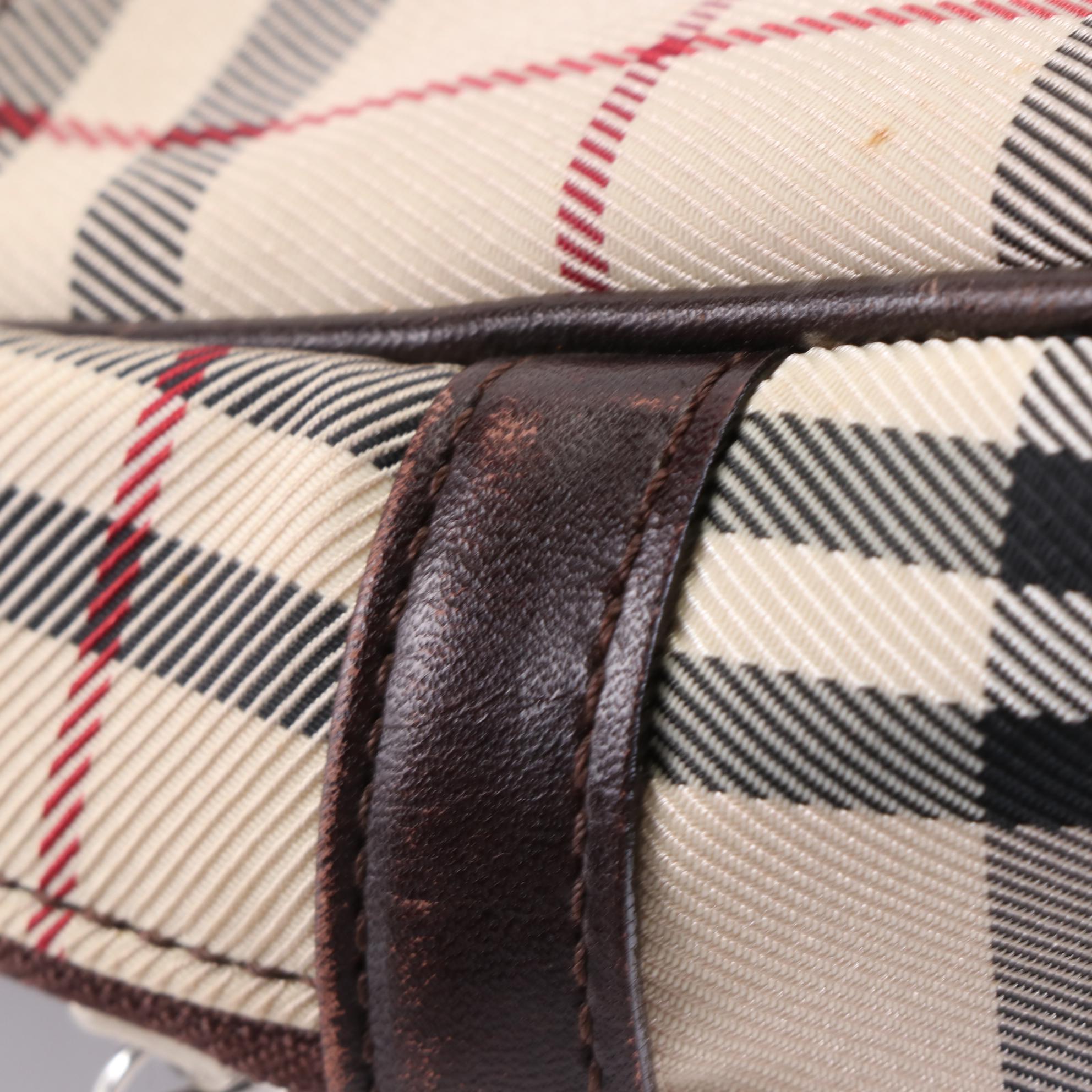 Burberry Check Canvas and Leather Shoulder Bag