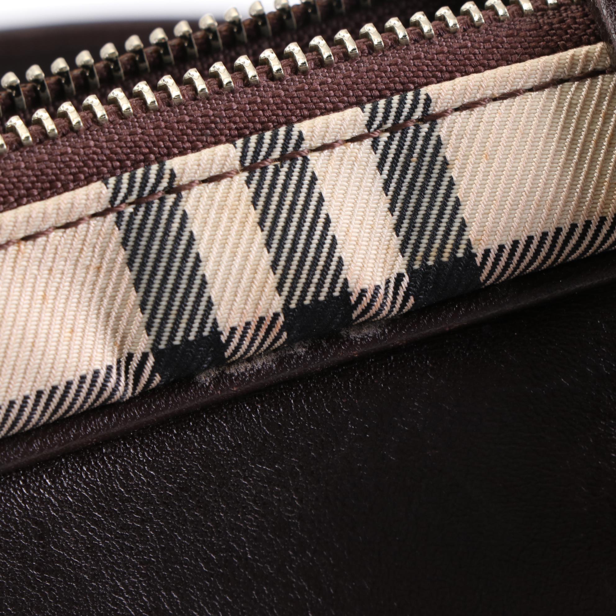 Burberry Check Canvas and Leather Shoulder Bag