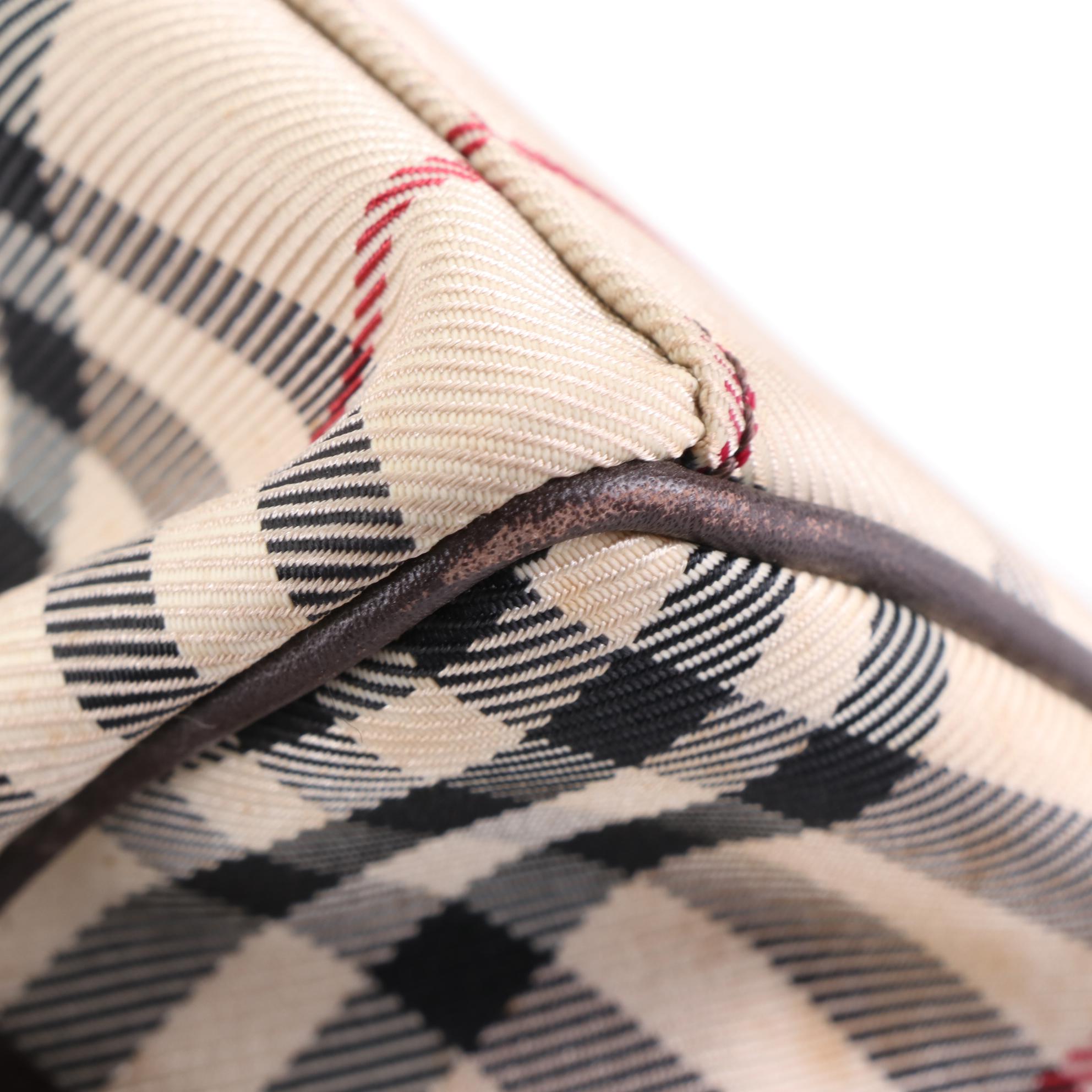 Burberry Check Canvas and Leather Shoulder Bag