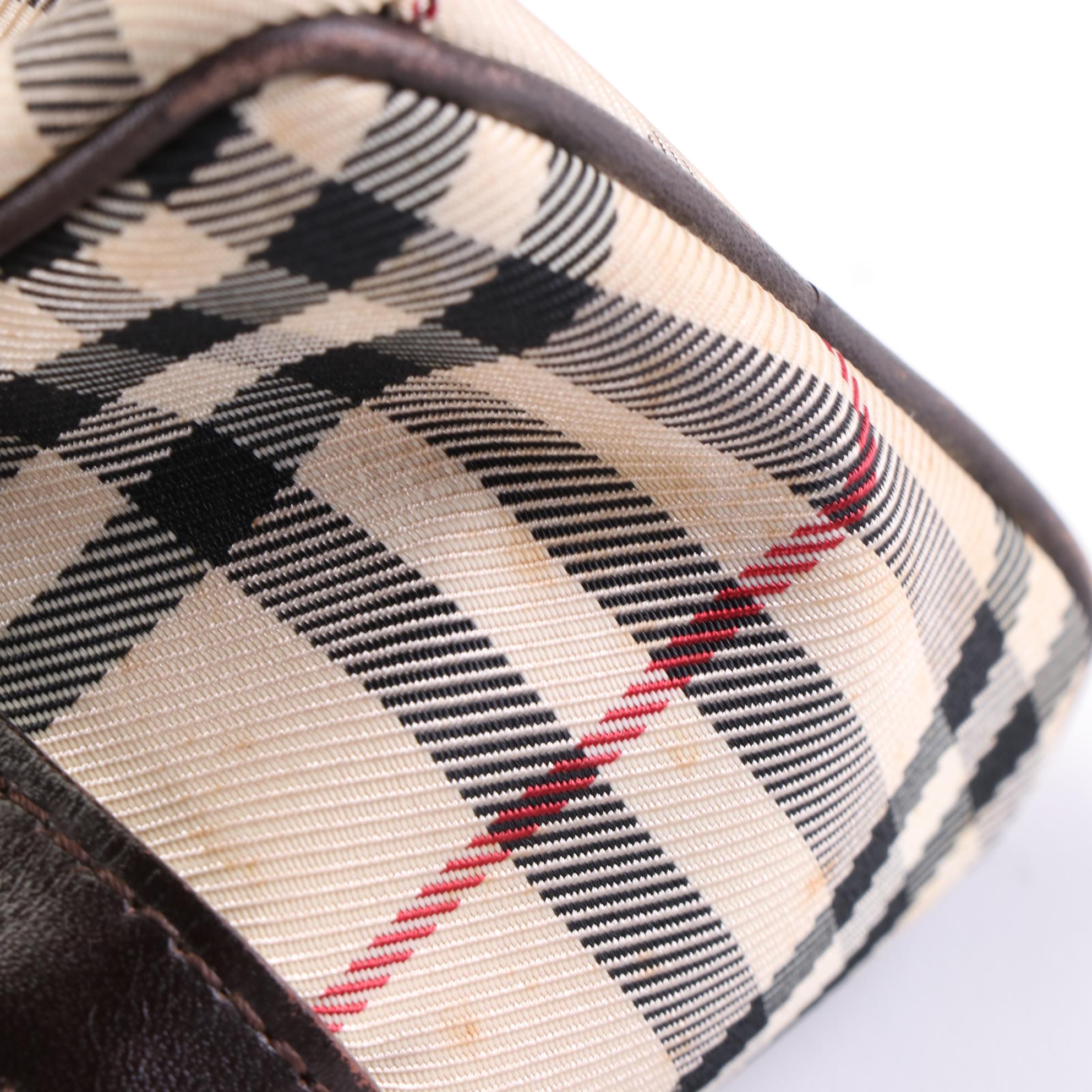 Burberry Check Canvas and Leather Shoulder Bag