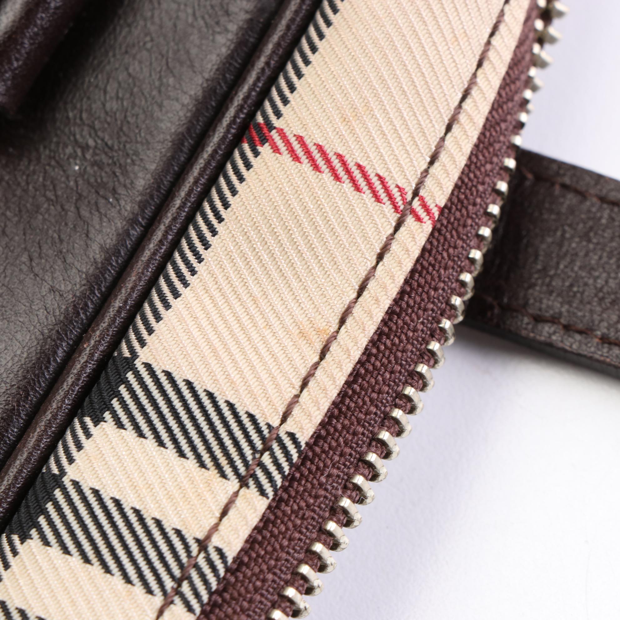 Burberry Check Canvas and Leather Shoulder Bag