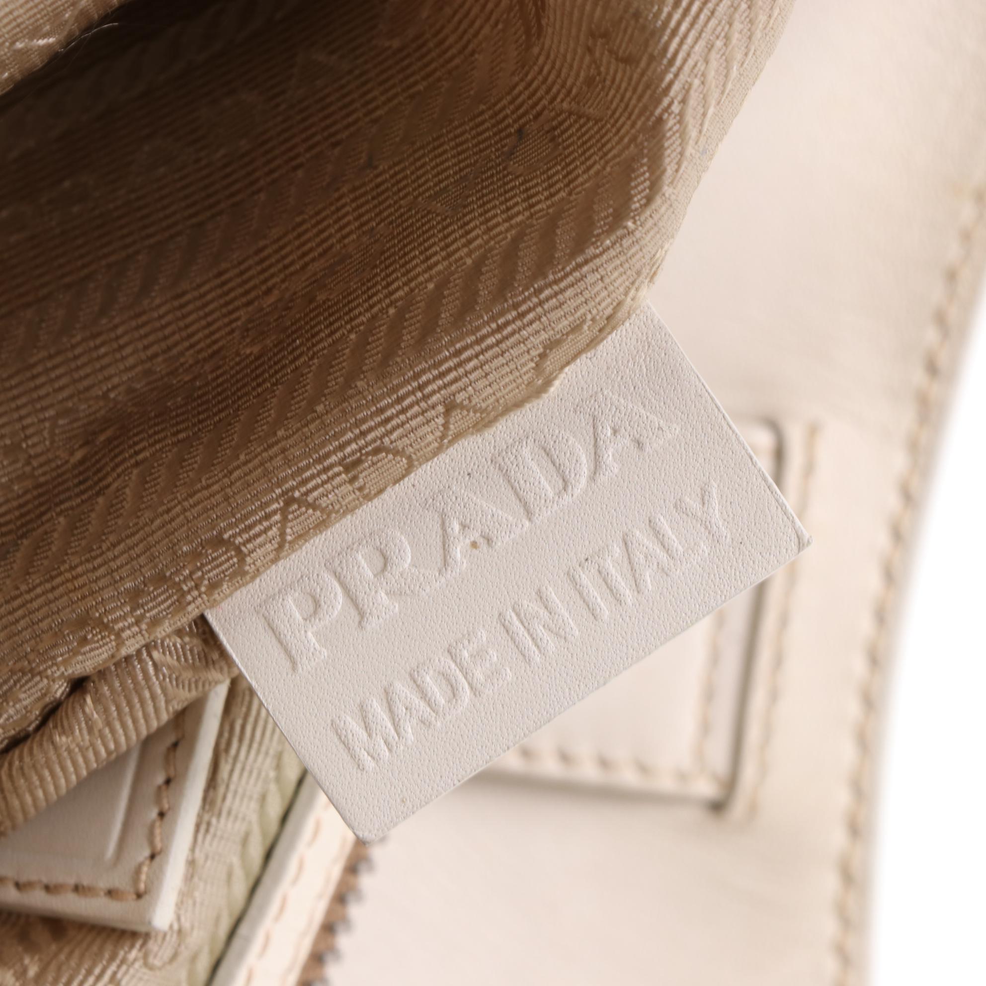 Prada Canapa Logo Jacquard Shoulder Bag with Leather Trim