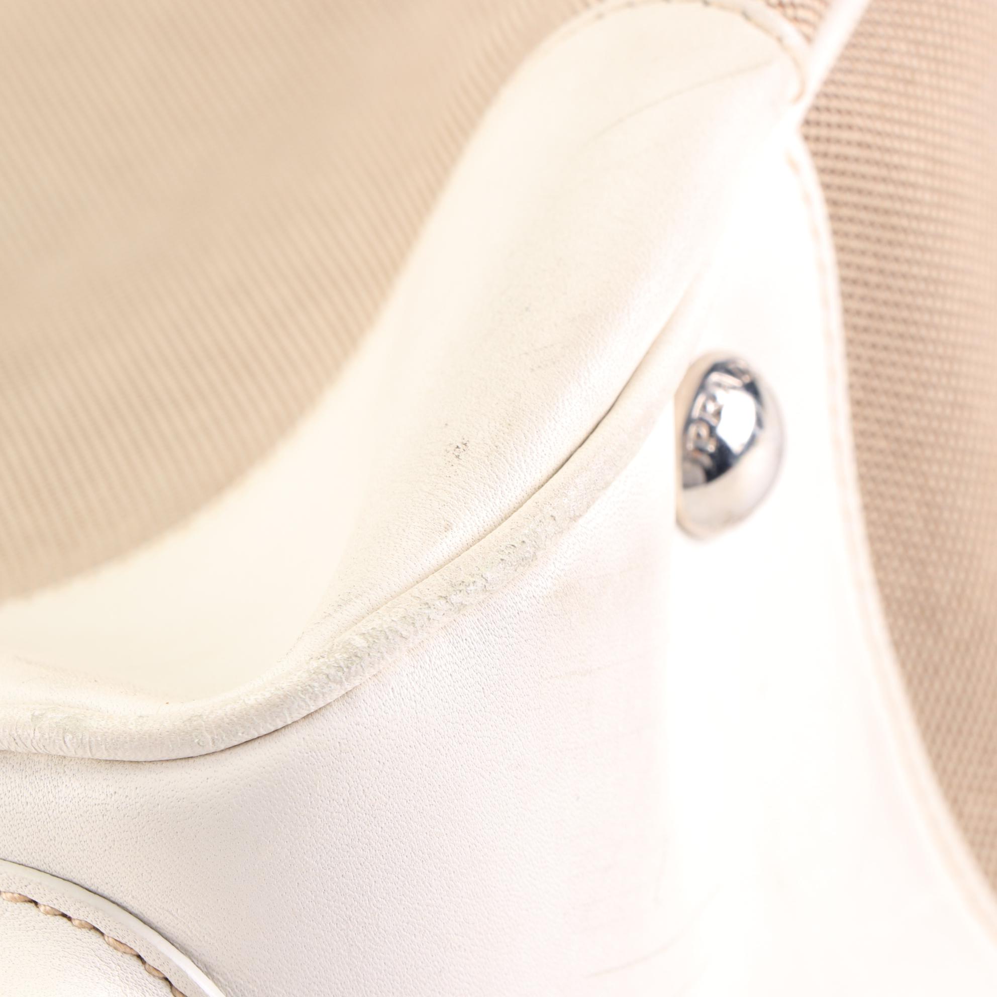 Prada Canapa Logo Jacquard Shoulder Bag with Leather Trim