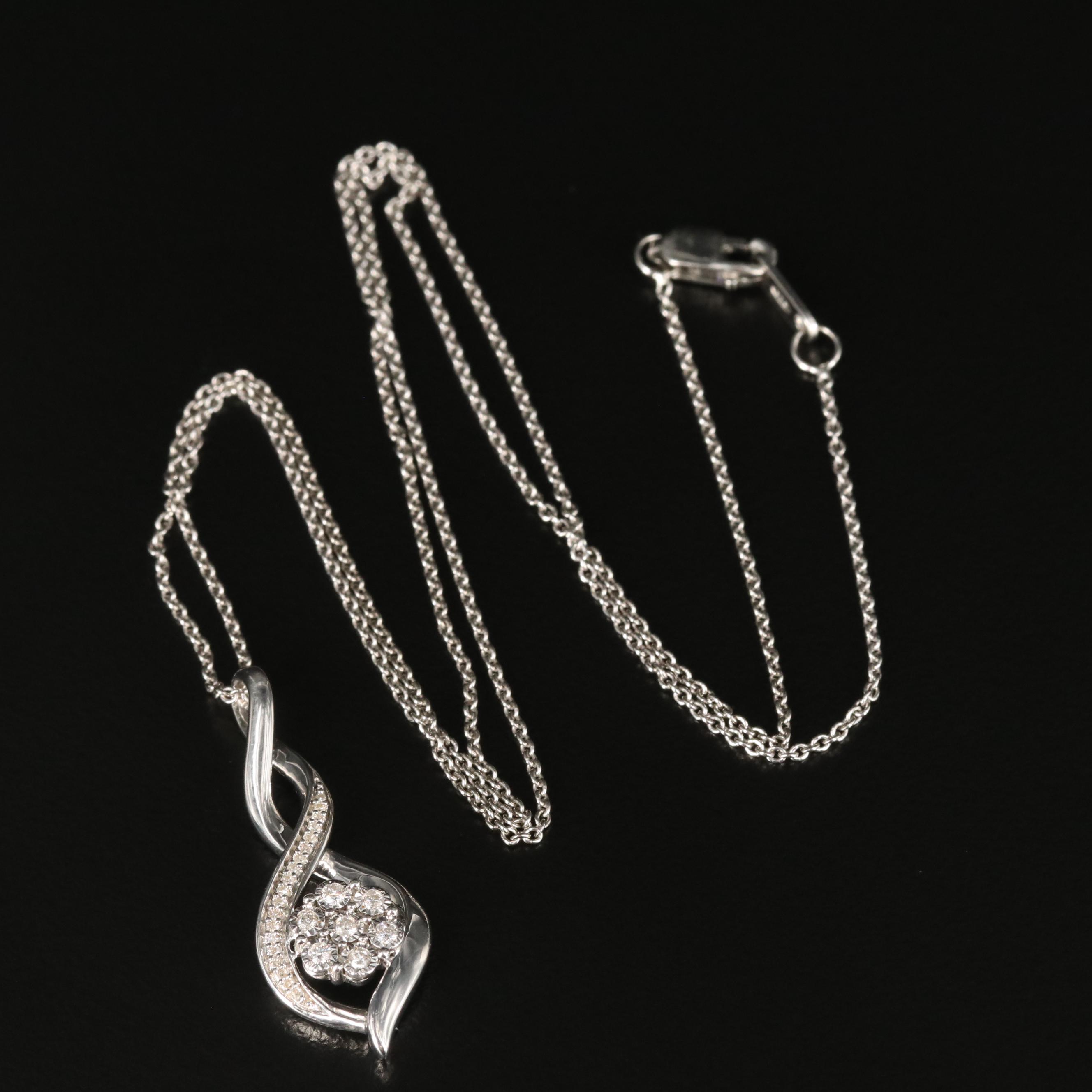 Sterling Diamond Knot Cluster Pendant Necklace