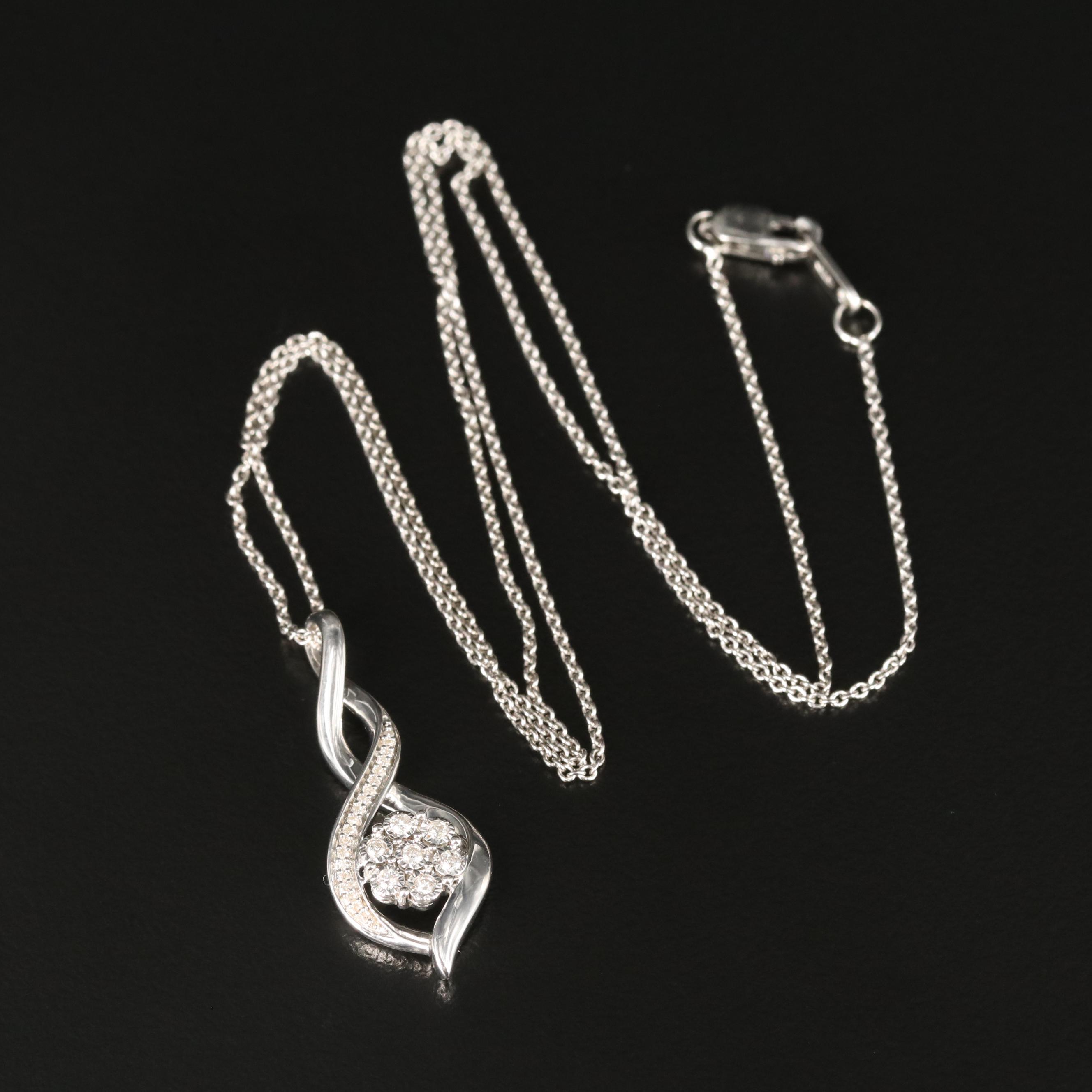 Sterling Diamond Knot Cluster Pendant Necklace