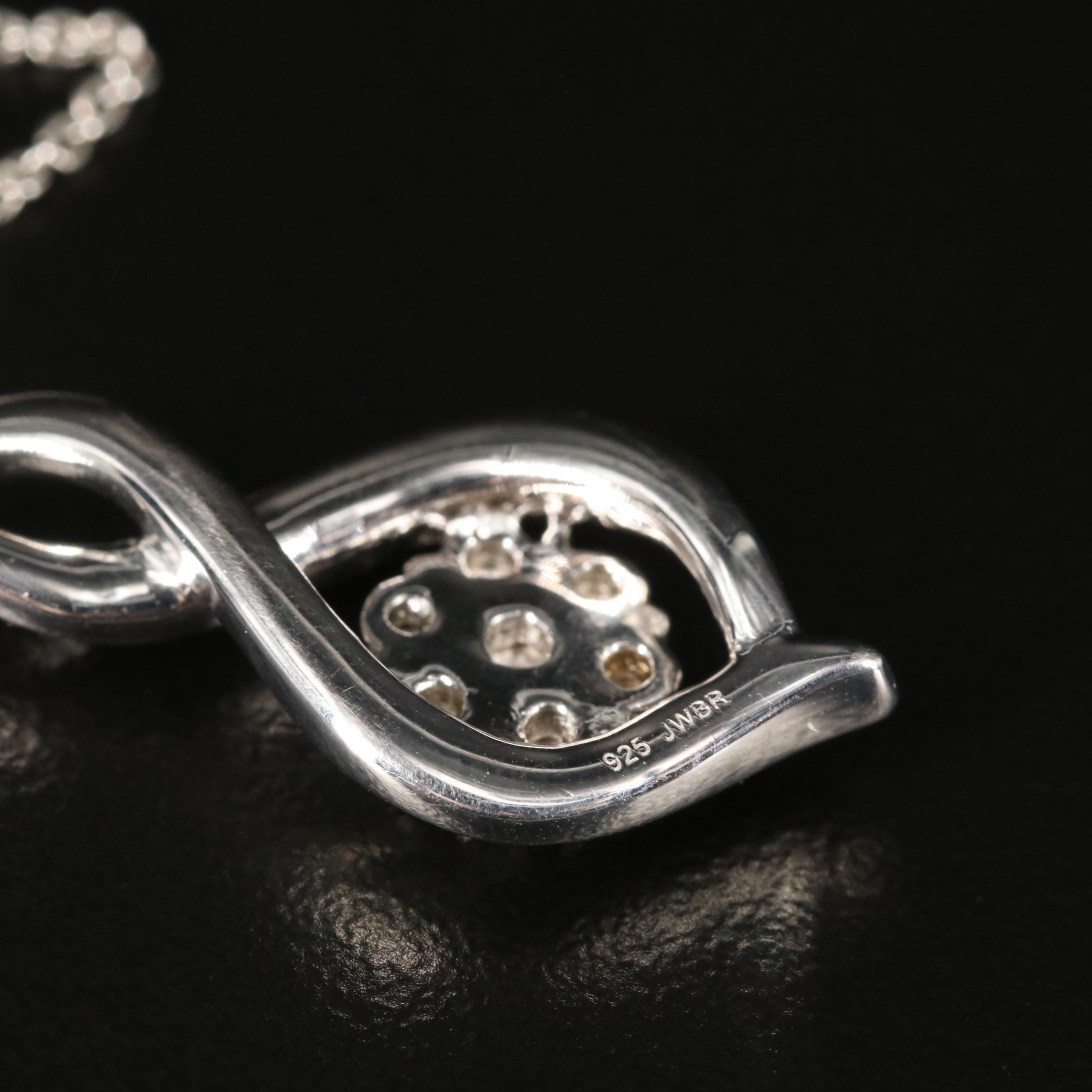 Sterling Diamond Knot Cluster Pendant Necklace