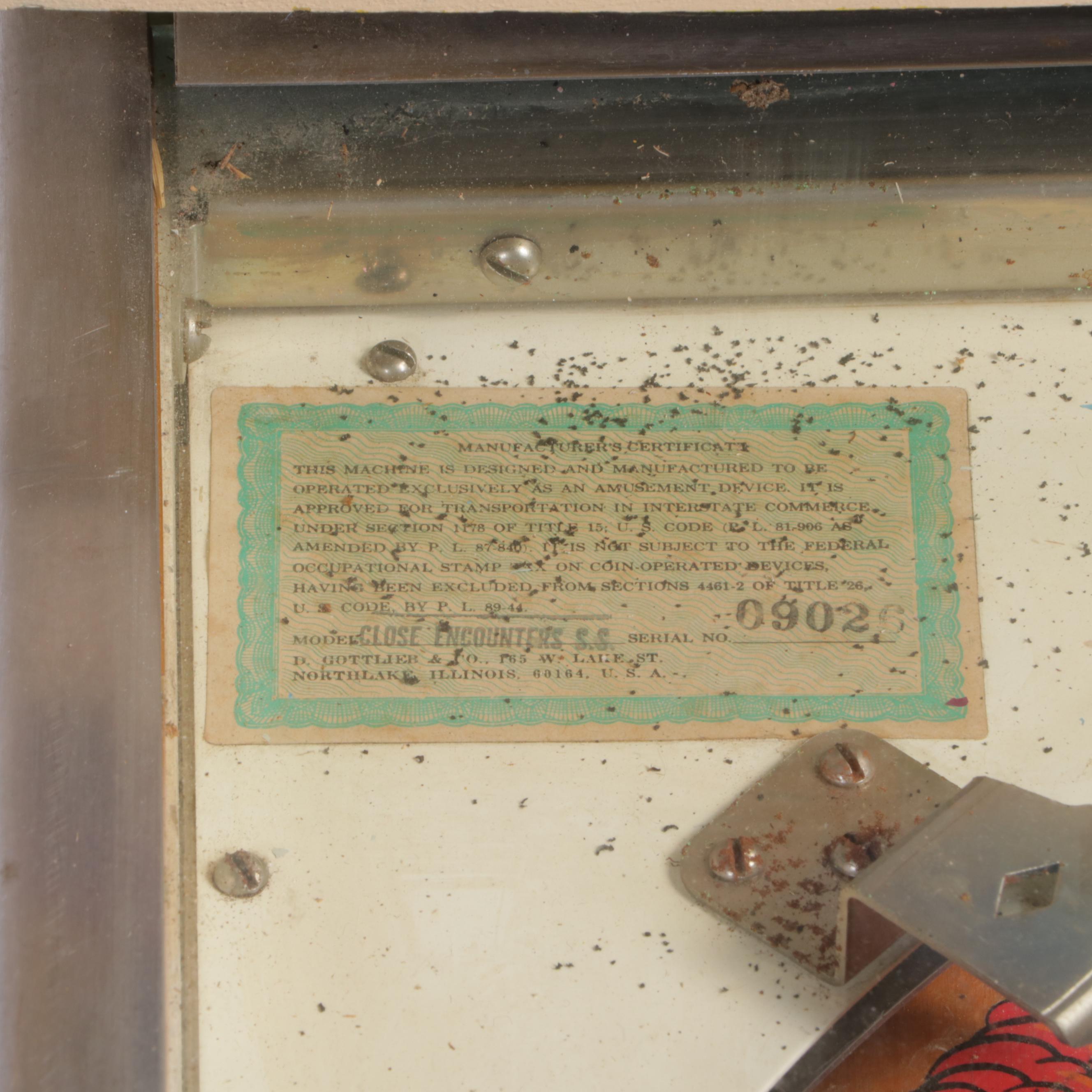 Gottlieb's "Close Encounters of the Third Kind" Pinball Machine, 1978