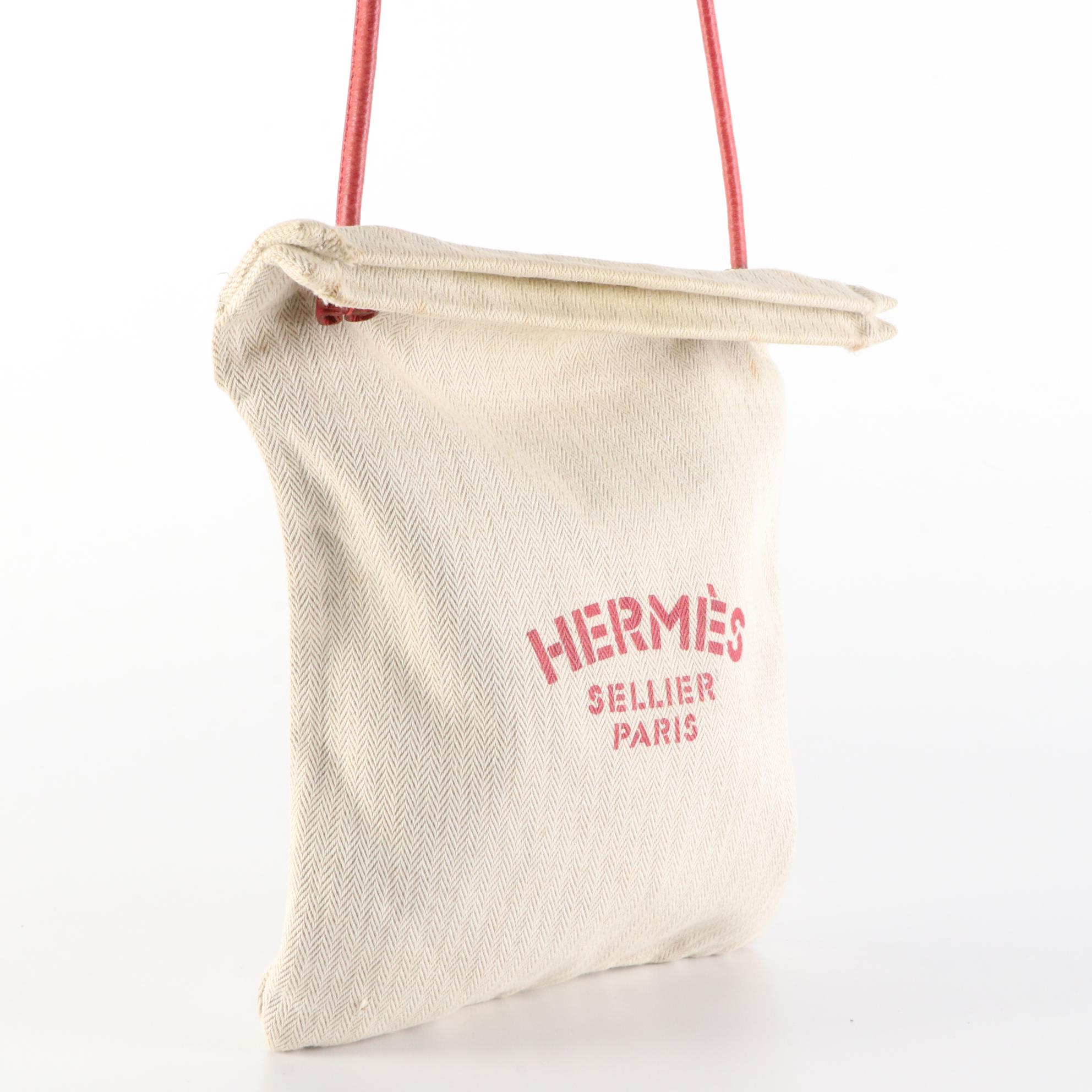 Hermès Aline Grooming Bag in Herringbone Canvas and Leather
