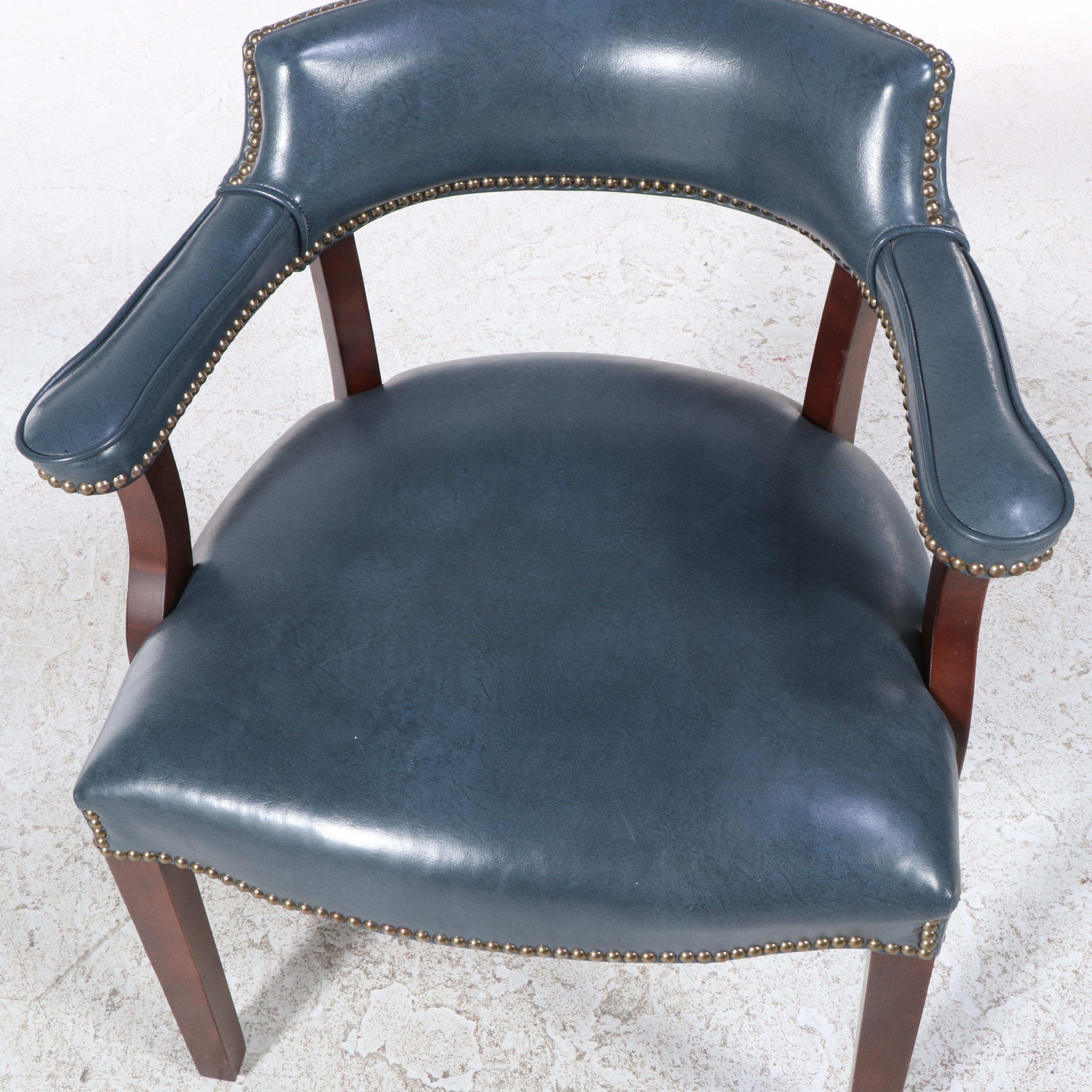 High Point Chair Federal Style Cherrywood-Stained and Faux-Leather Armchair