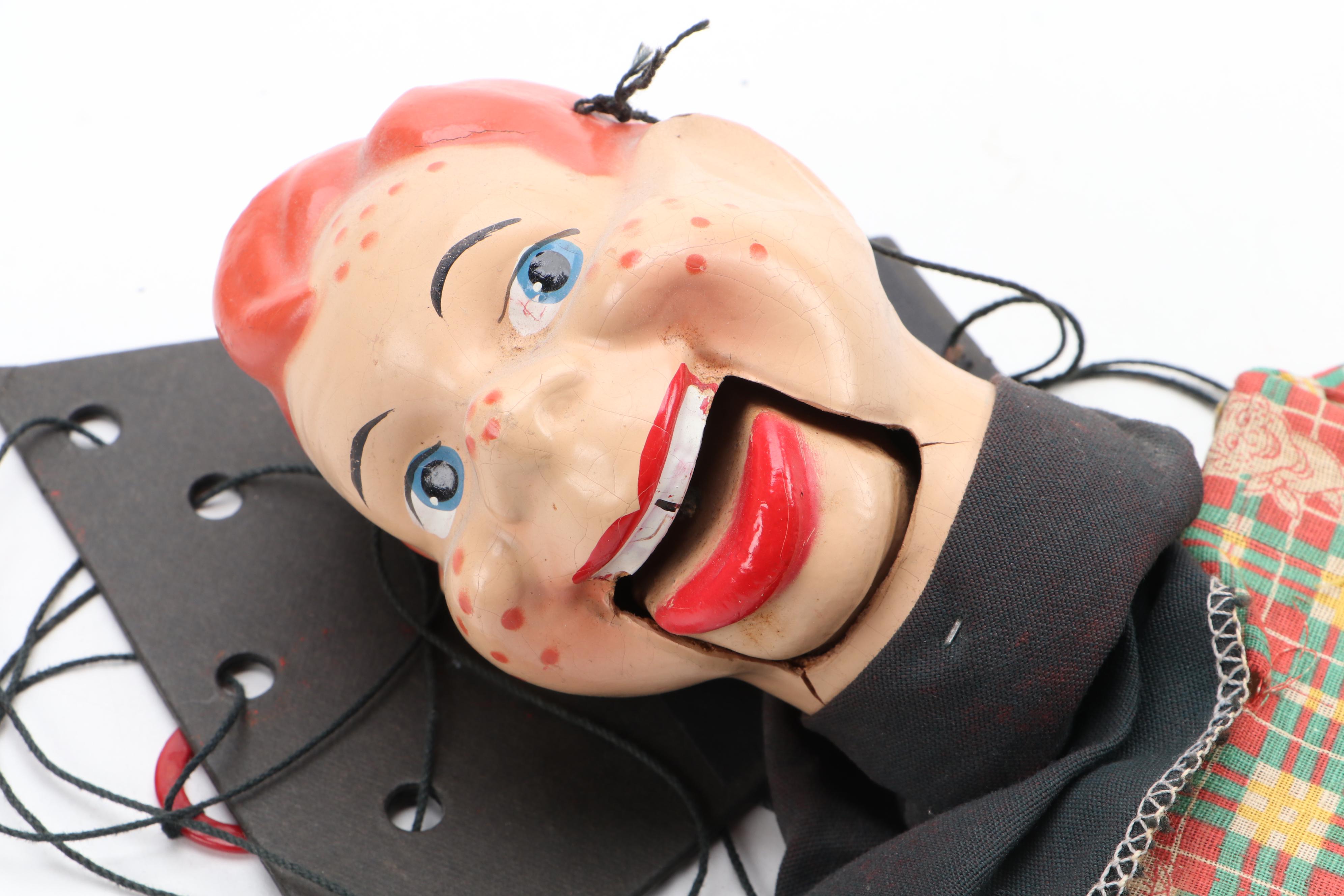 Howdy Doody Ventriloquist Doll, Marionette and Signed Buffalo Bob Photo